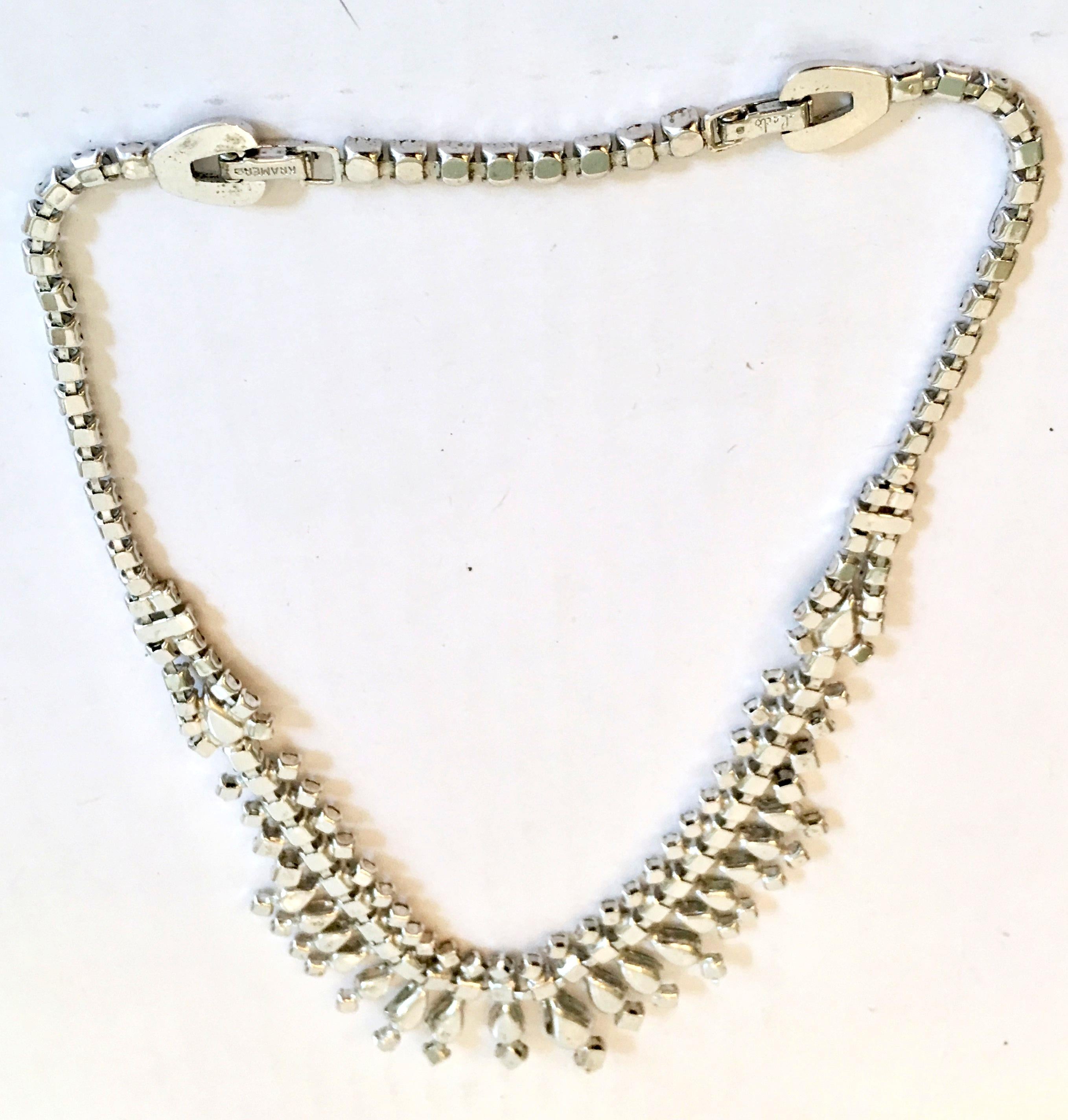1960'S Silver & Austrian Crystal Choker Style Necklace By, Ledo 8
