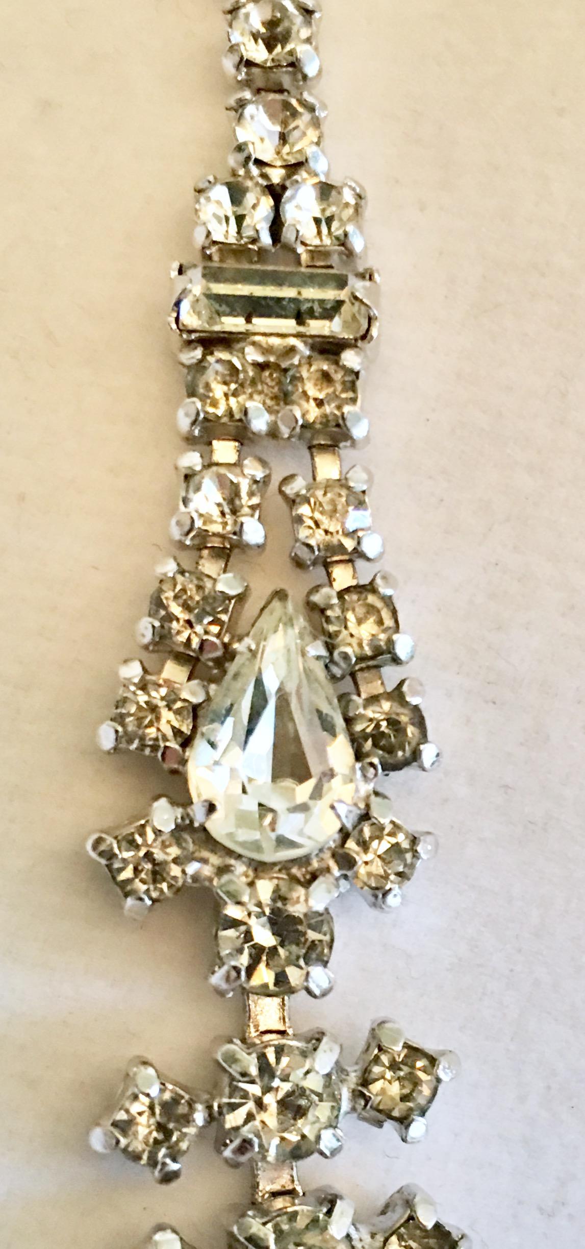 1960'S Silver & Austrian Crystal Choker Style Necklace By, Ledo 5