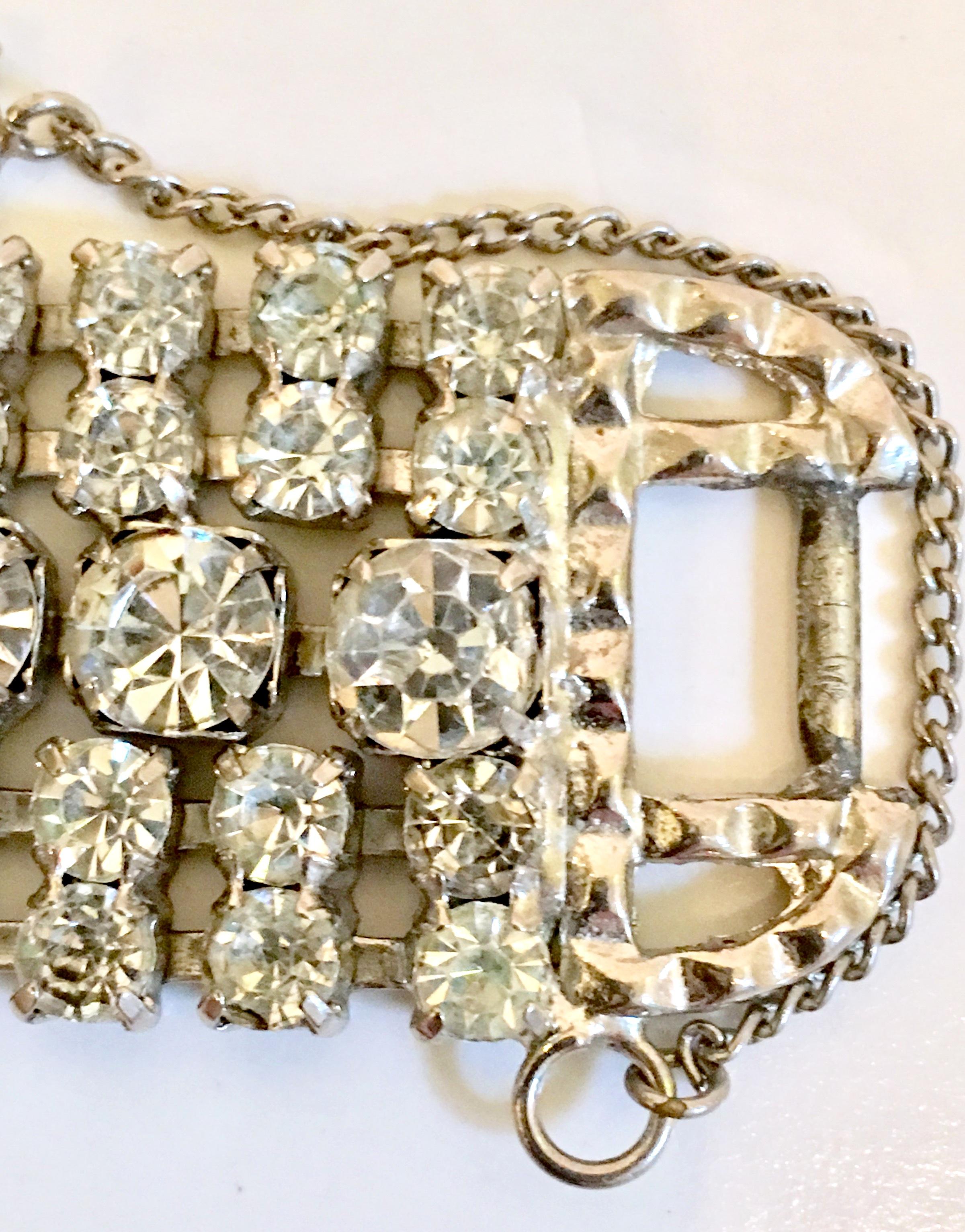 20th Century Art Deco Silver & French Paste Crystal Rhinestone Bracelet For Sale 5