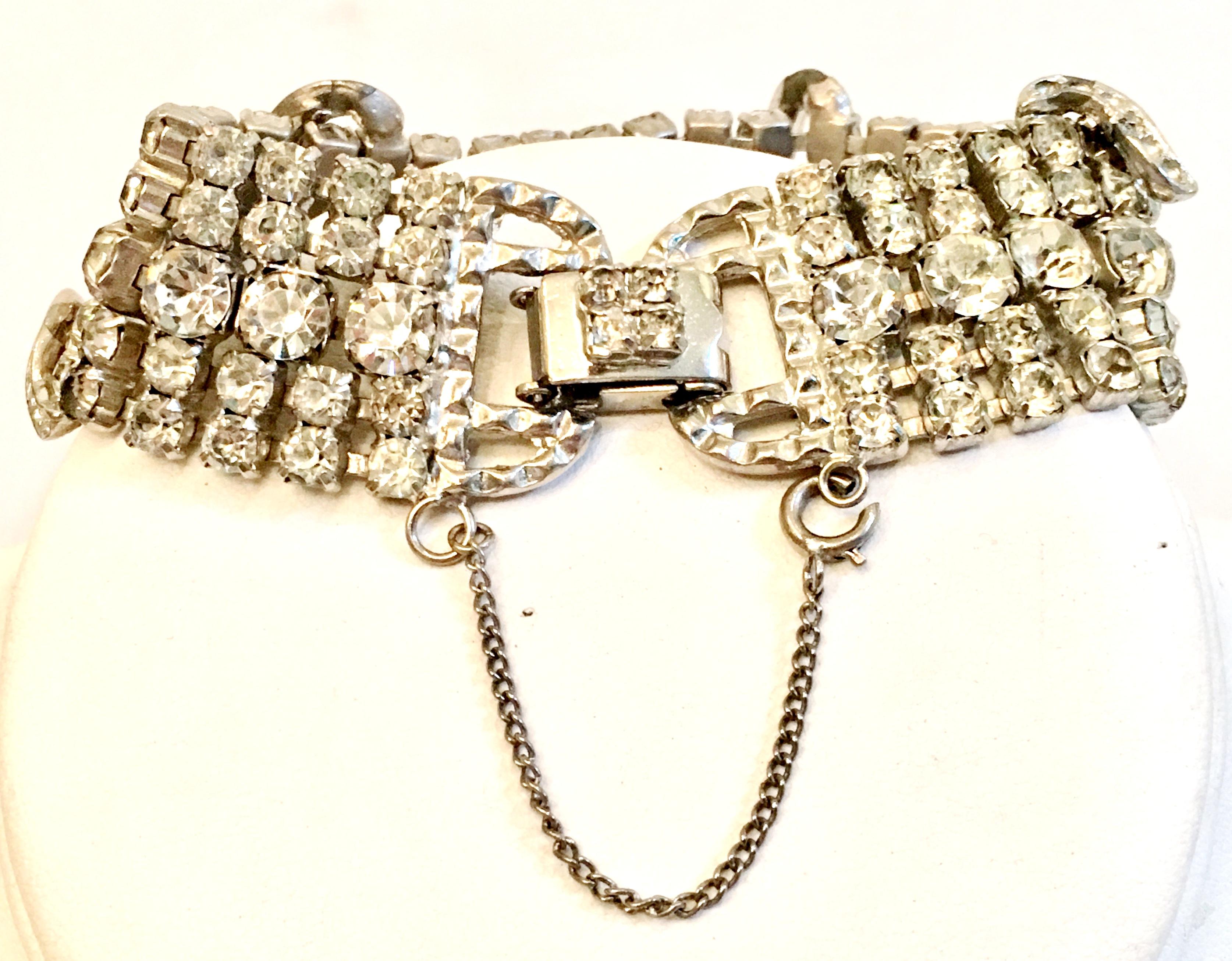 Women's 20th Century Art Deco Silver & French Paste Crystal Rhinestone Bracelet For Sale