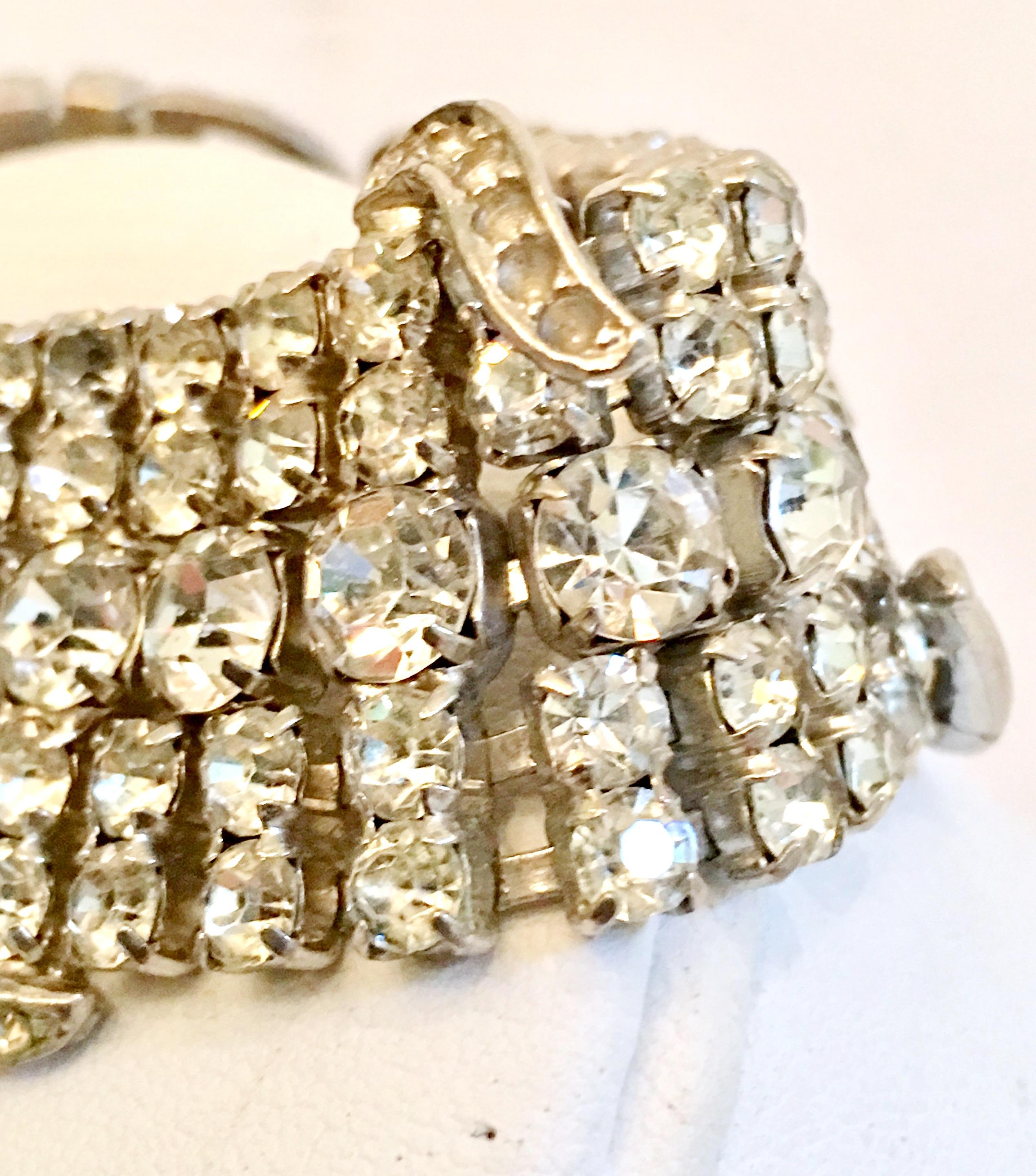 20th Century Art Deco Silver & French Paste Crystal Rhinestone Bracelet For Sale 2