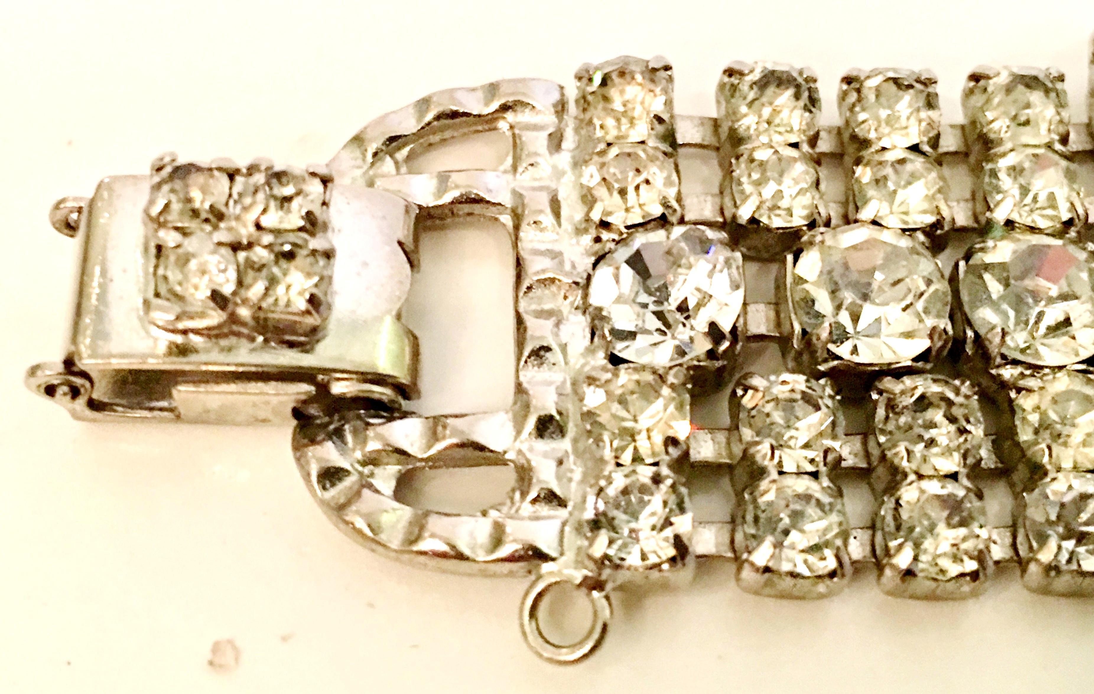 20th Century Art Deco Silver & French Paste Crystal Rhinestone Bracelet For Sale 4