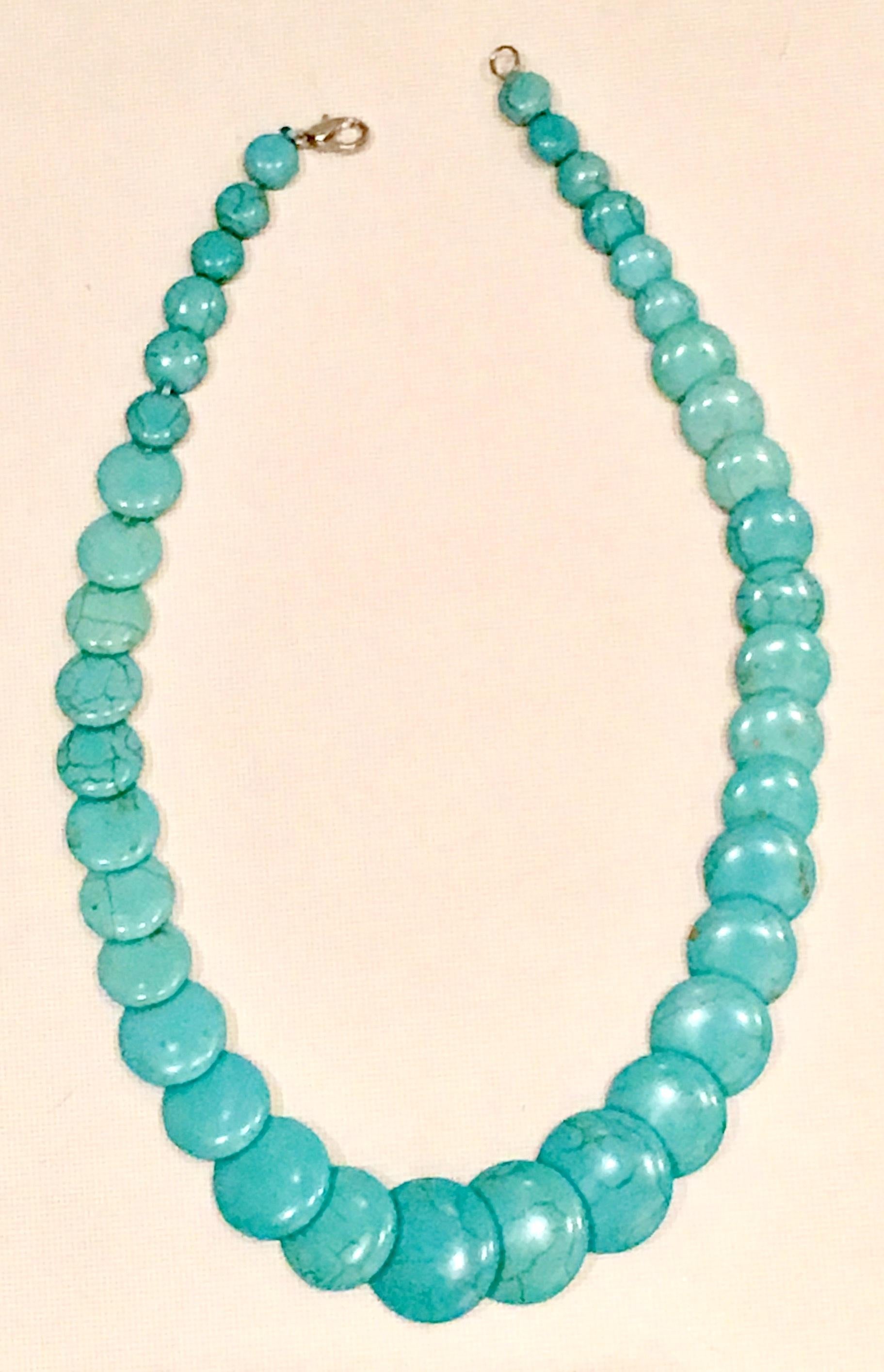 70 S Natural Polished Turquoise Disc Bead Necklace For At 1stdibs