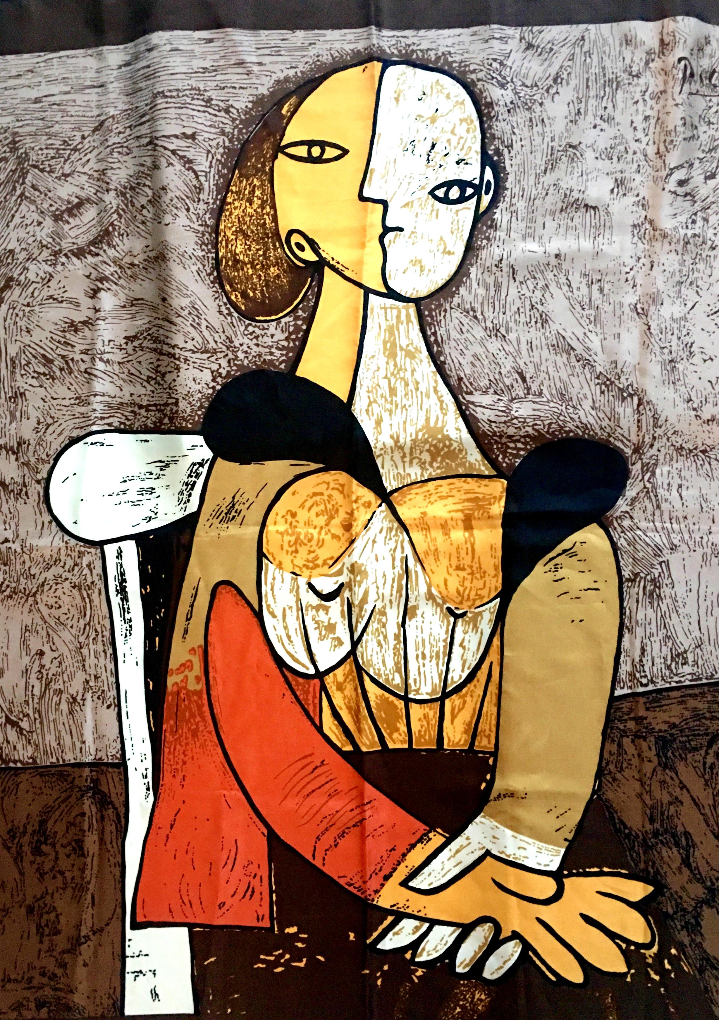 Picasso silk scarf from the early 1980s, the print is after a well-known Portrait of 