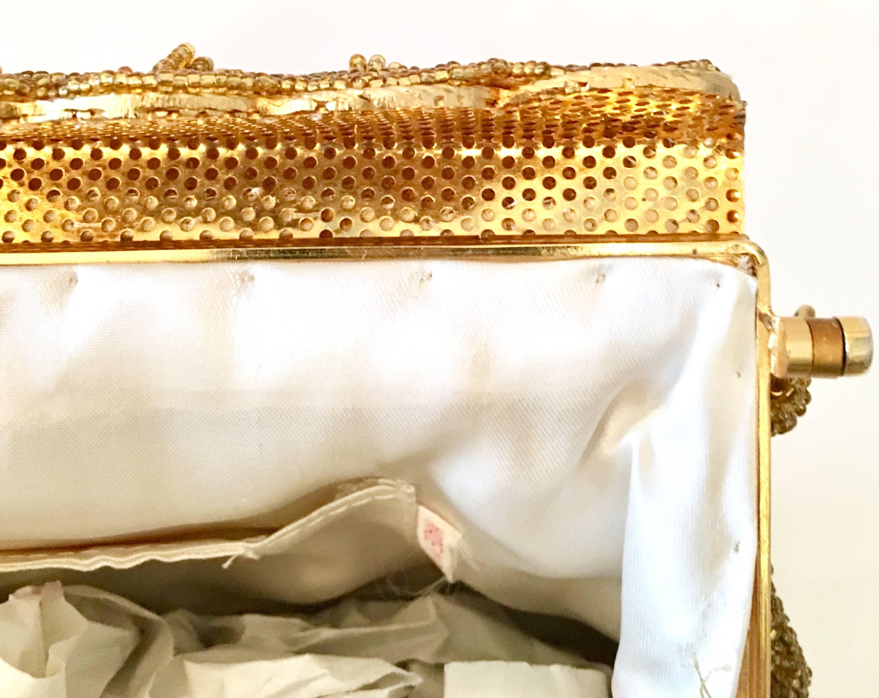 Women's or Men's 1950'S Gold Glass Bead Evening Bag By, Steven Chu - Hong Kong