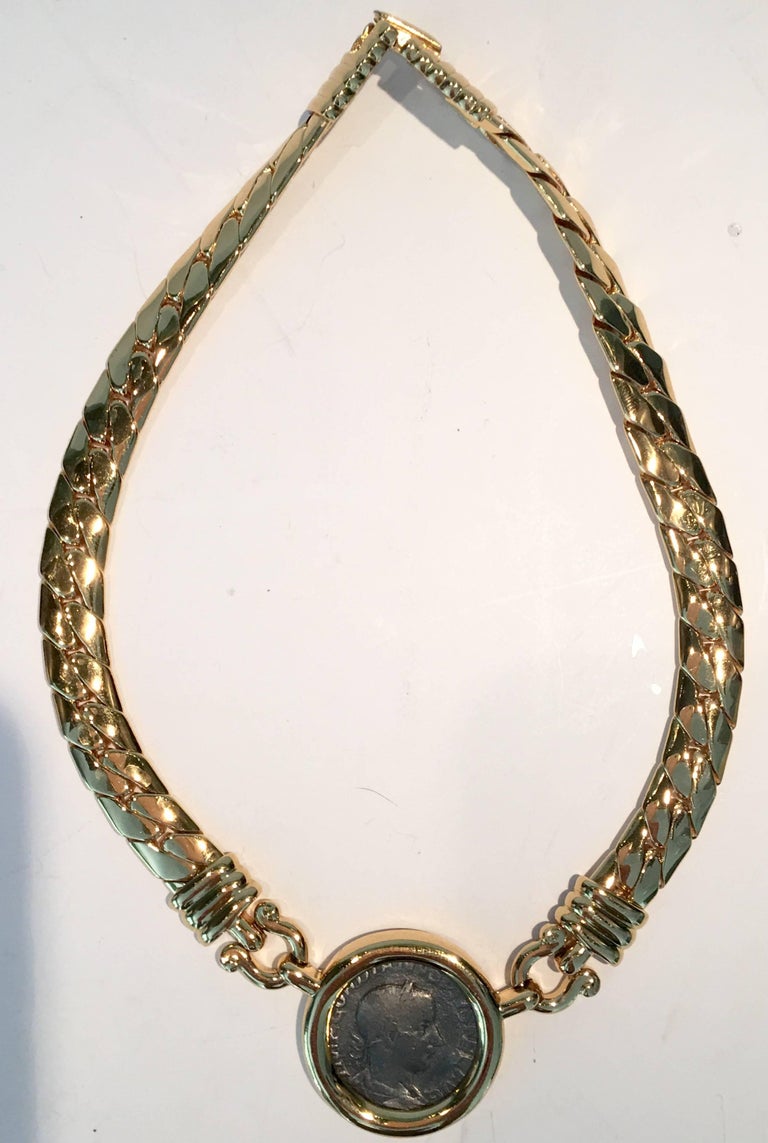 vintage thick roman coin collar necklace
