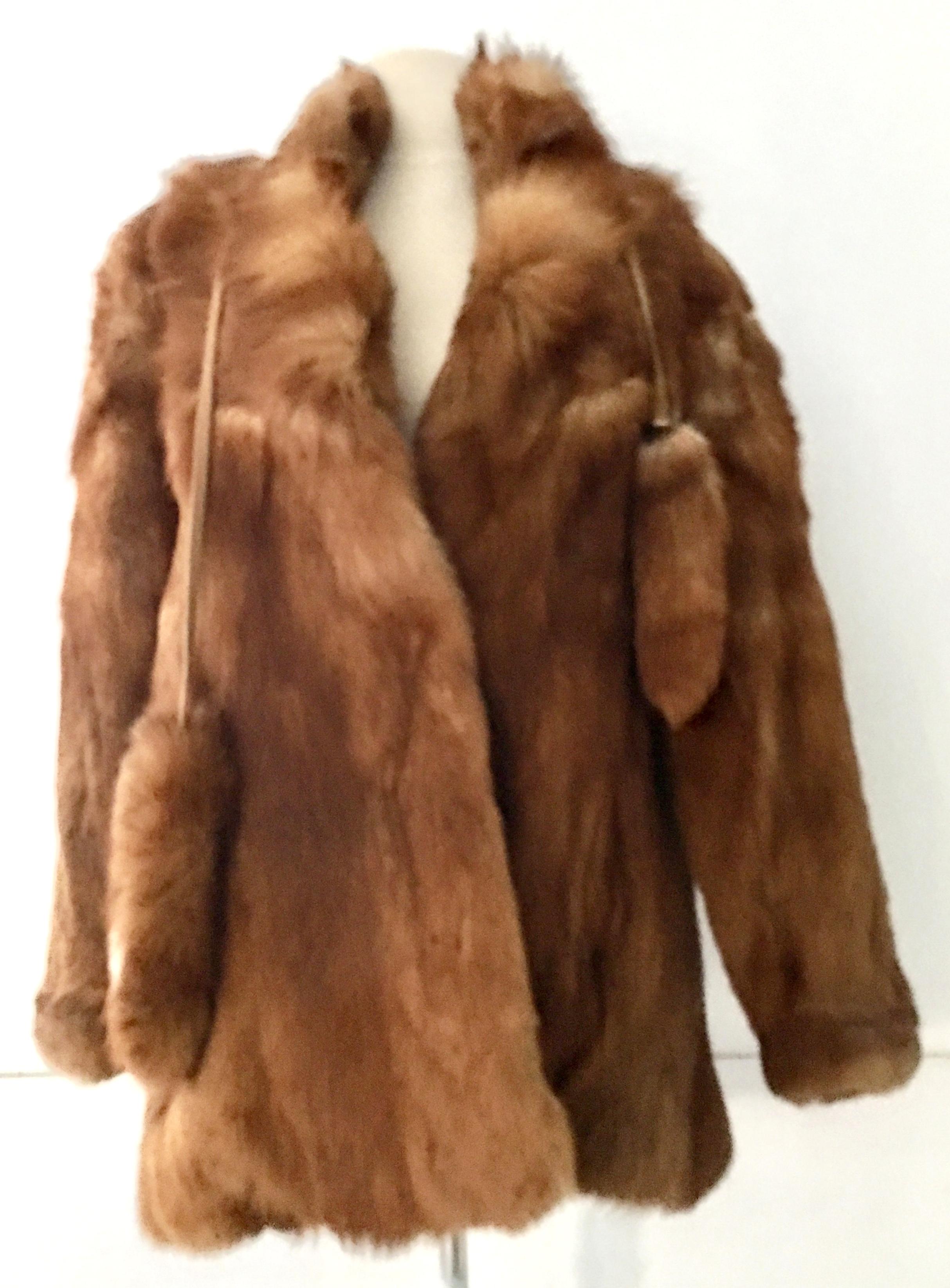 Vintage German Red Fox Fur Coat By Eich Pelz. This authentic red fox fur 