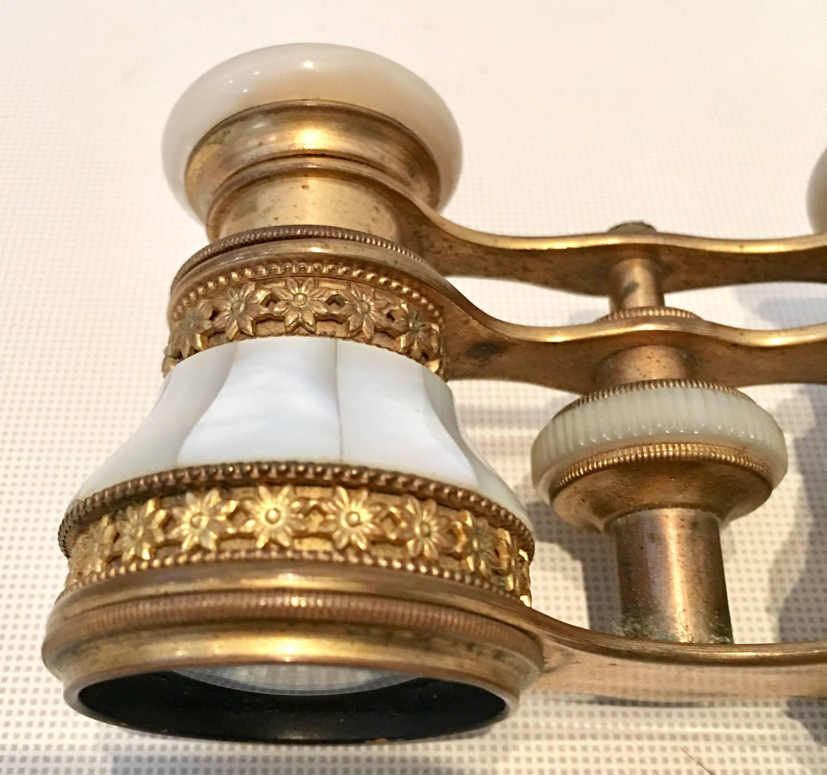 19th Century French Mother Of Pearl and Bronze Dore Opera Glasses 4