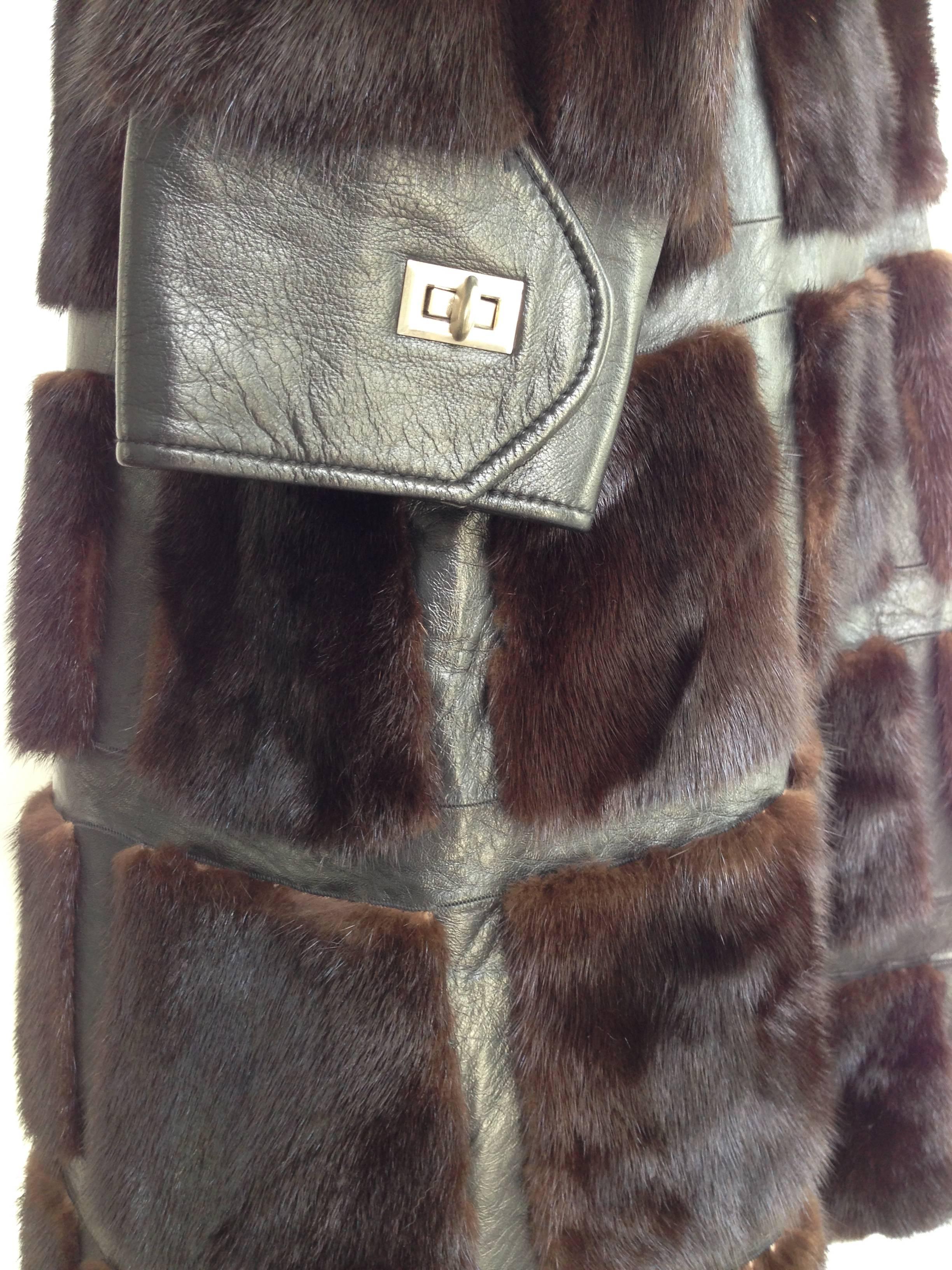 70'S MOD Gucci Style Mink Fur & Leather Convertible Coat 1