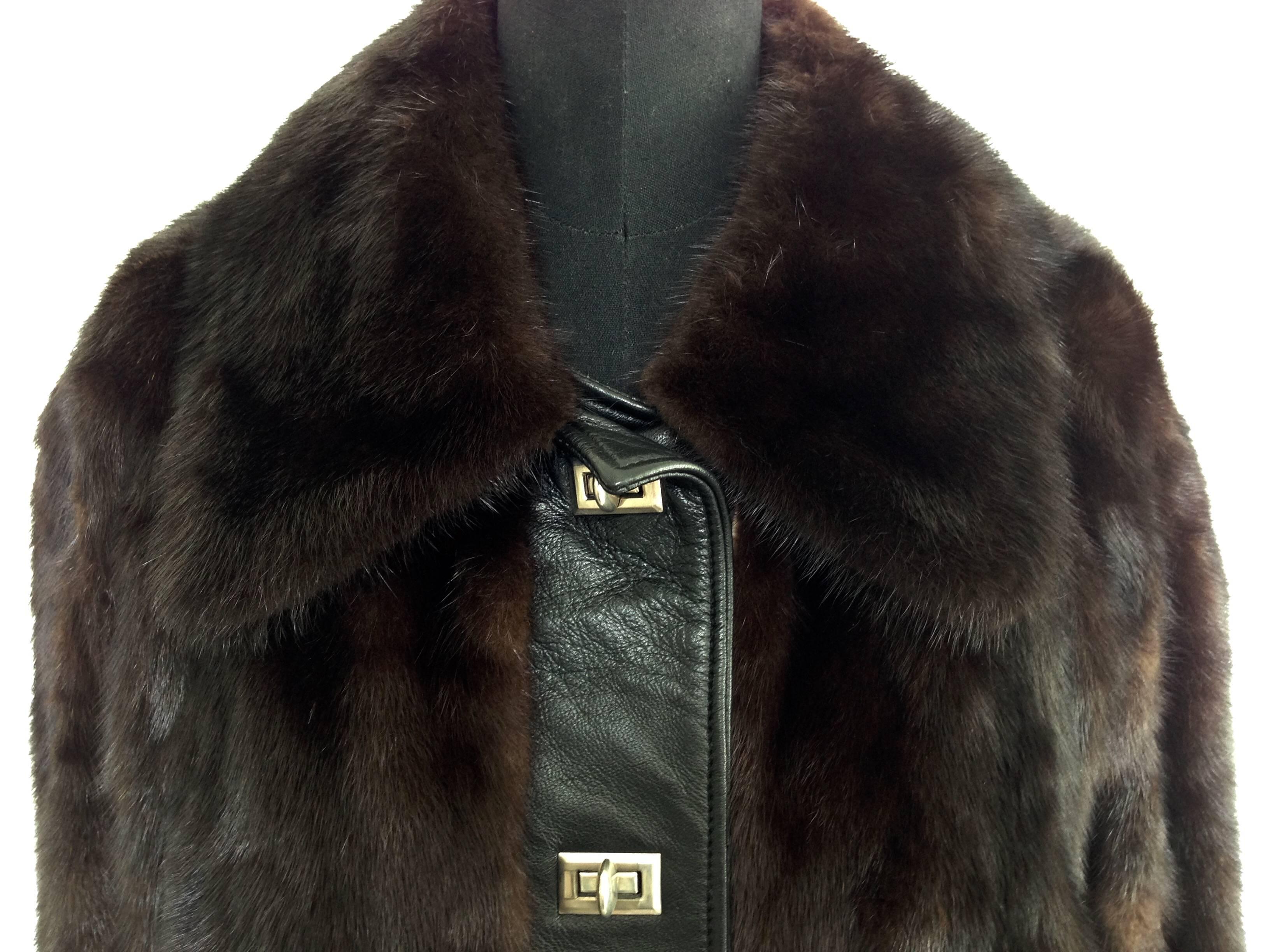 70'S MOD Gucci Style Mink Fur & Leather Convertible Coat 3