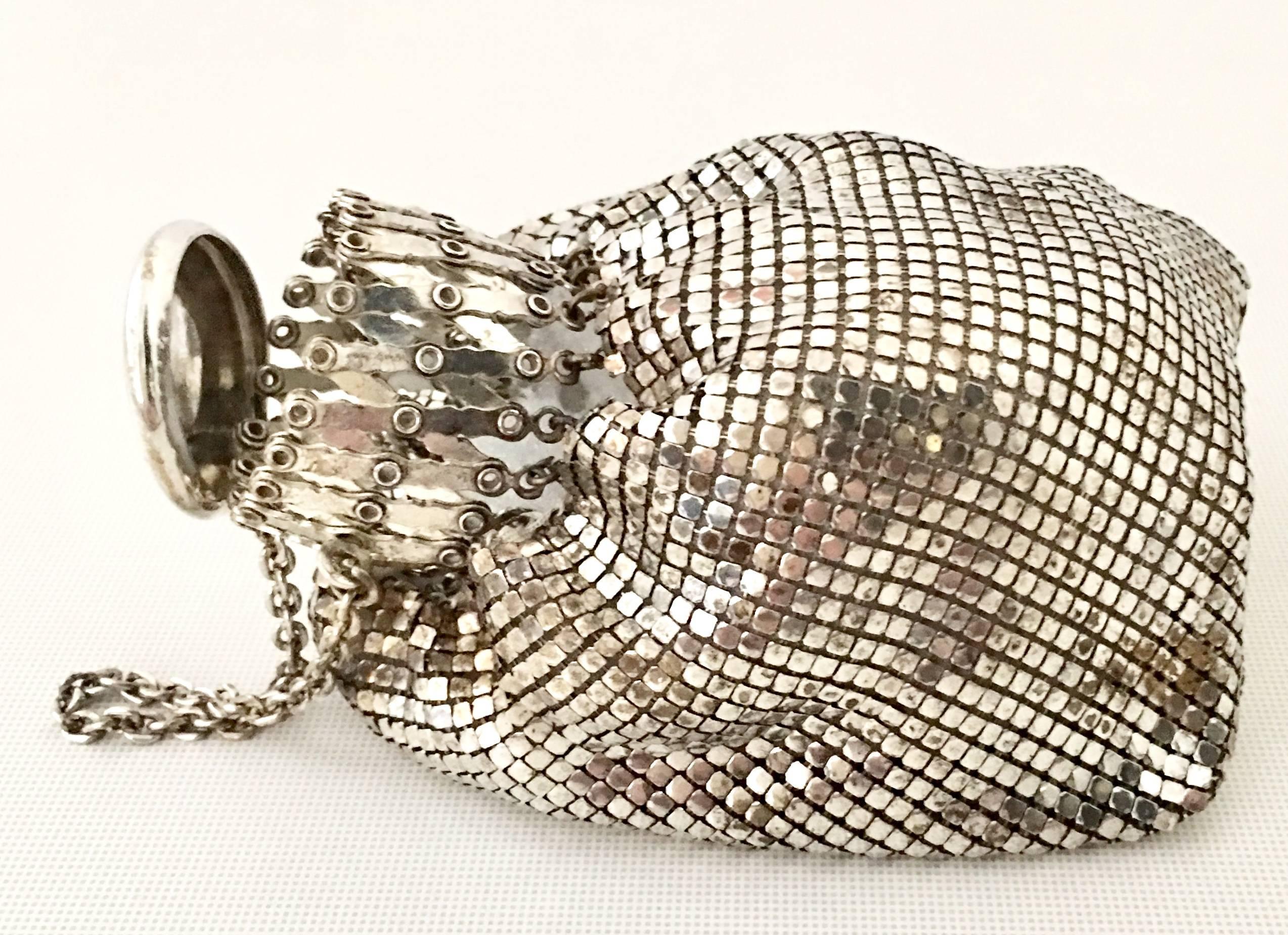 Beige 20'S Whiting & Davis Art Deco Silver Metal Mesh Wristlet Evening Bag