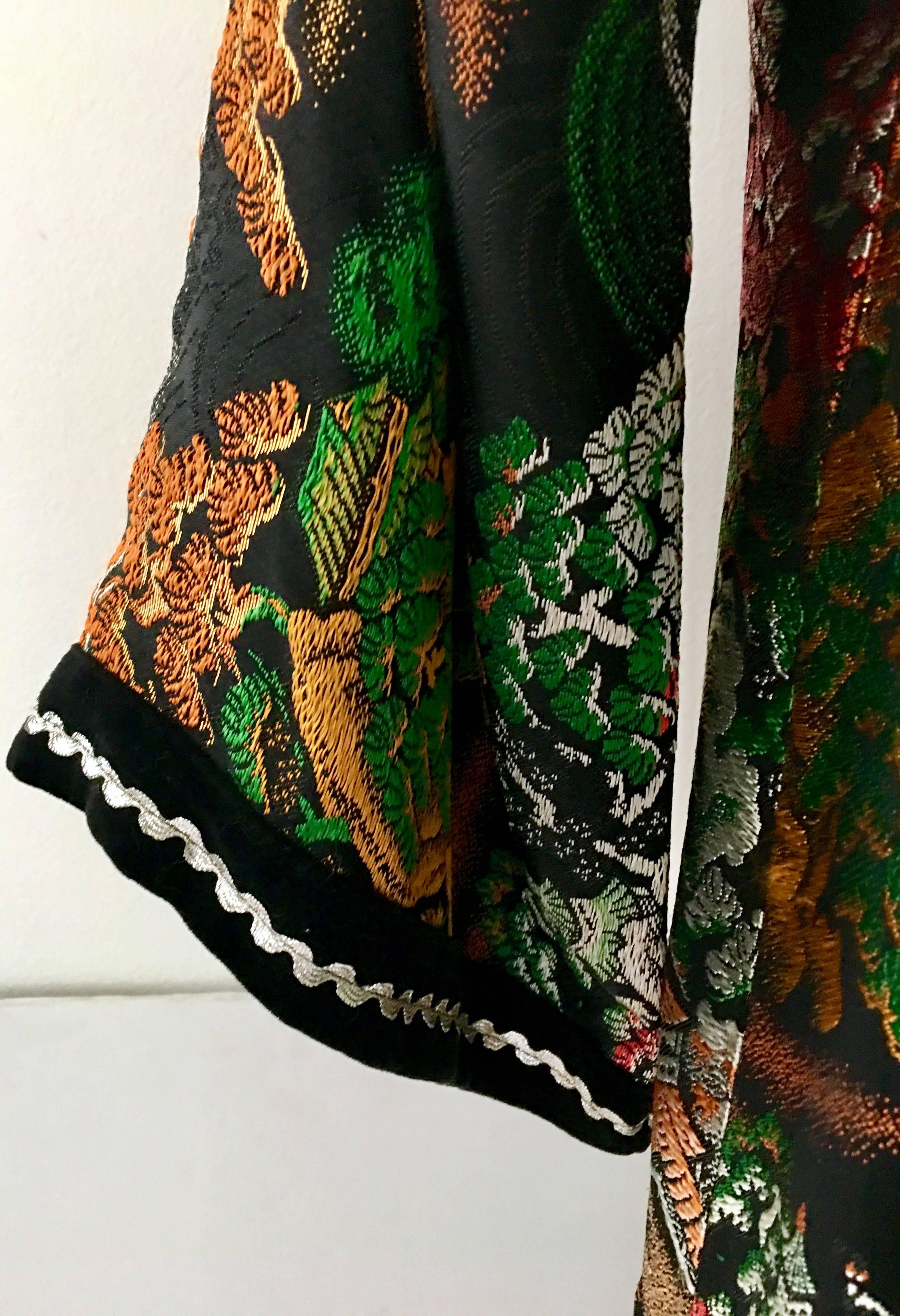20th Century Silk & Velvet Emboridered Kimono Dinner Jacket-Hong Kong 4