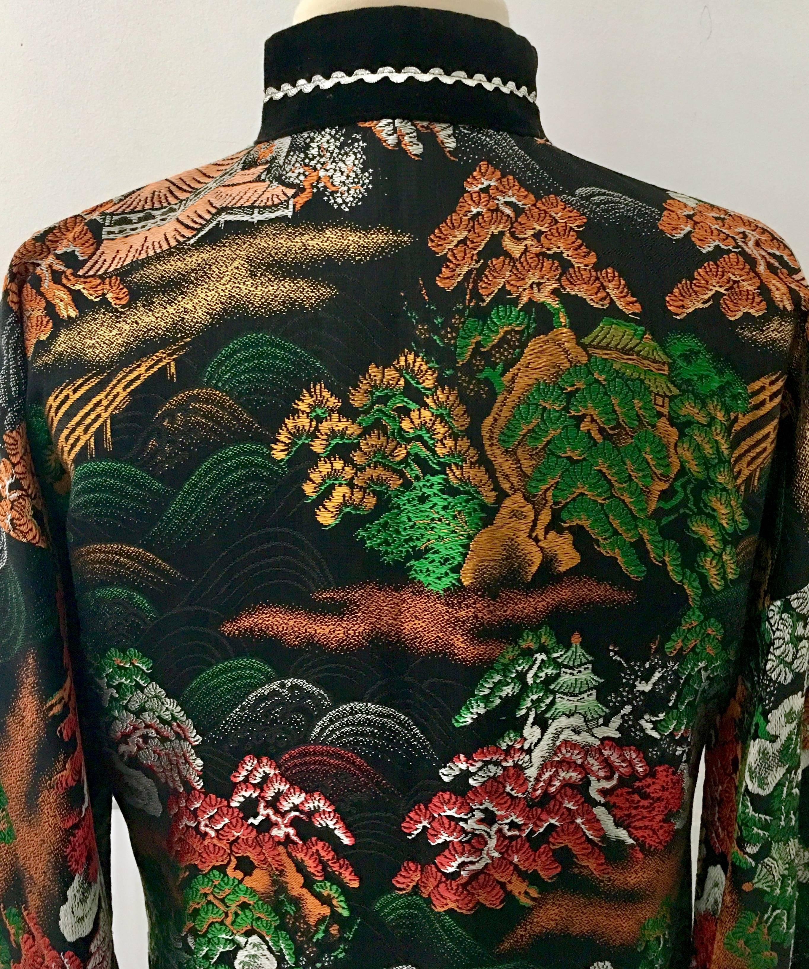 20th Century Silk & Velvet Emboridered Kimono Dinner Jacket-Hong Kong 1