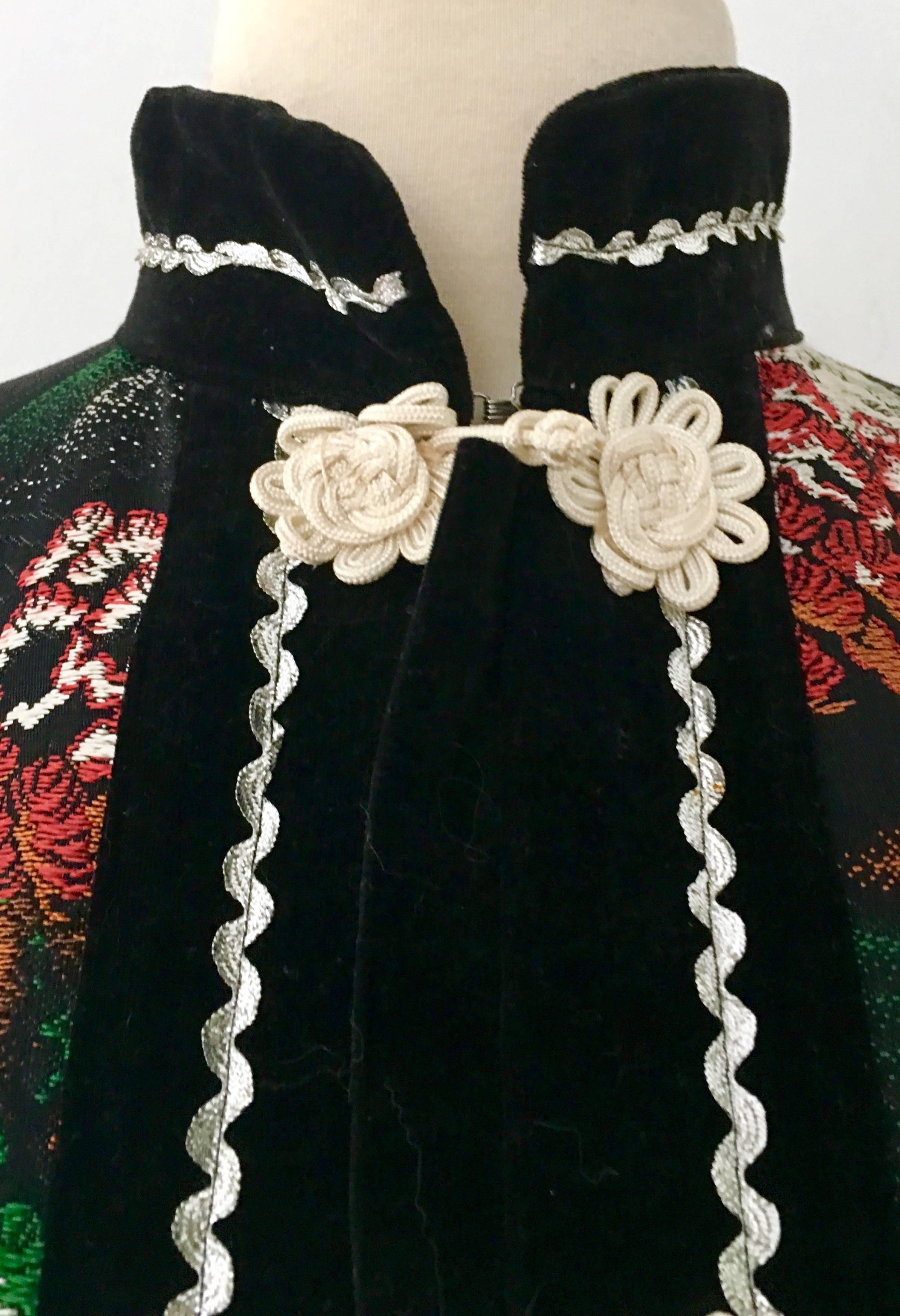 20th Century Silk & Velvet Emboridered Kimono Dinner Jacket-Hong Kong 3