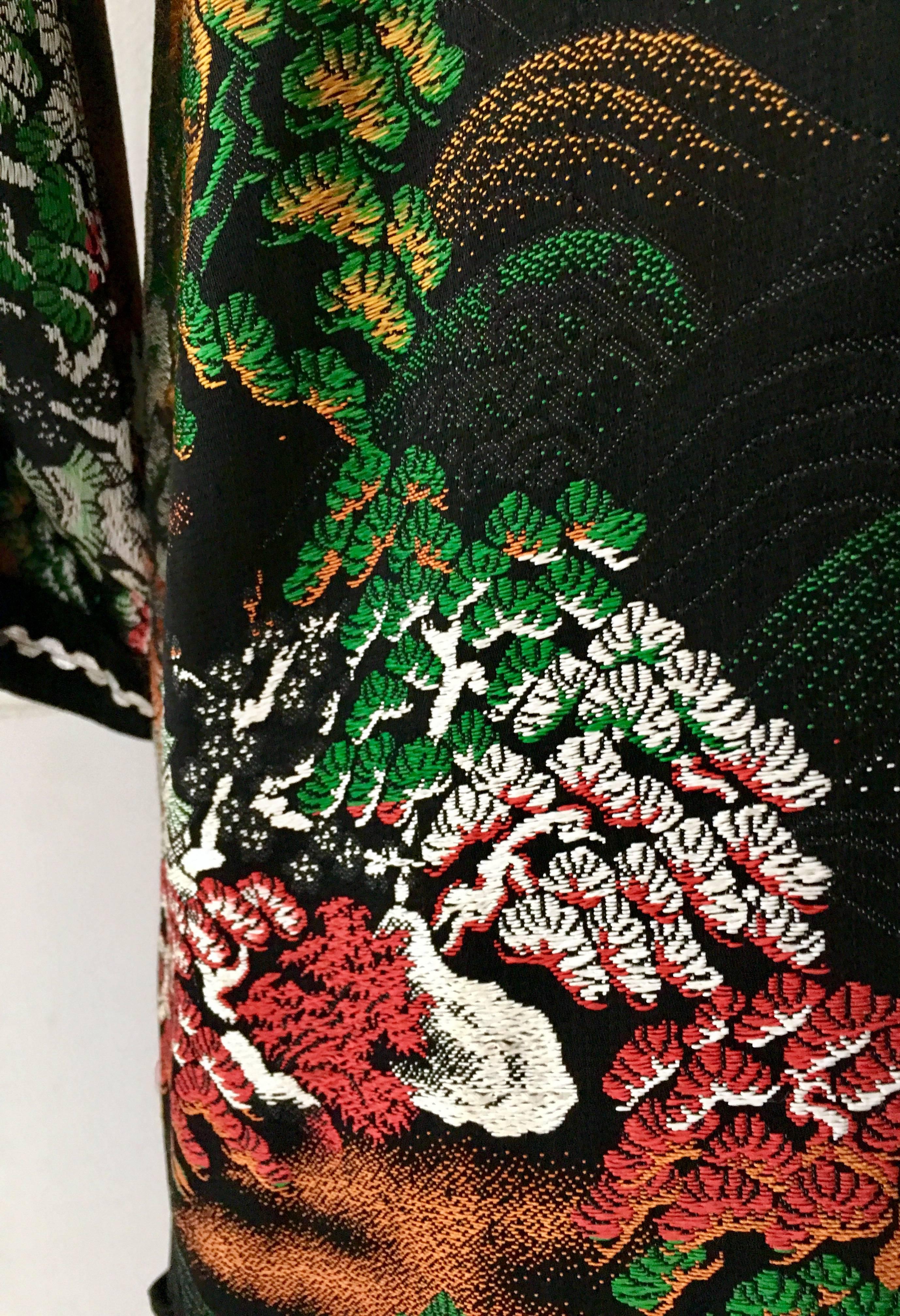 20th Century Silk & Velvet Emboridered Kimono Dinner Jacket-Hong Kong 8