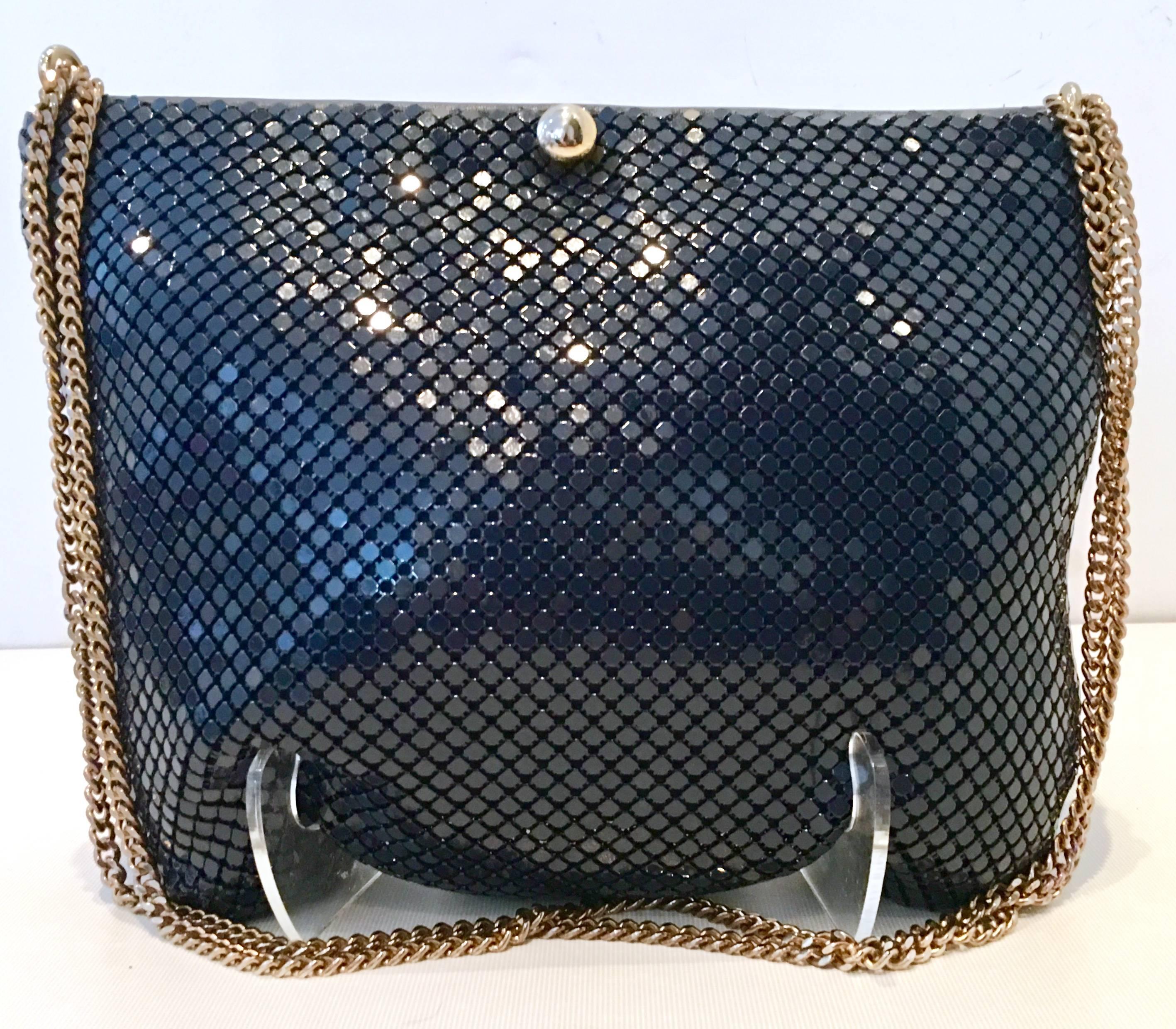 Women's or Men's Whiting & Davis Navy & Gold Metal Mesh Hand Bag