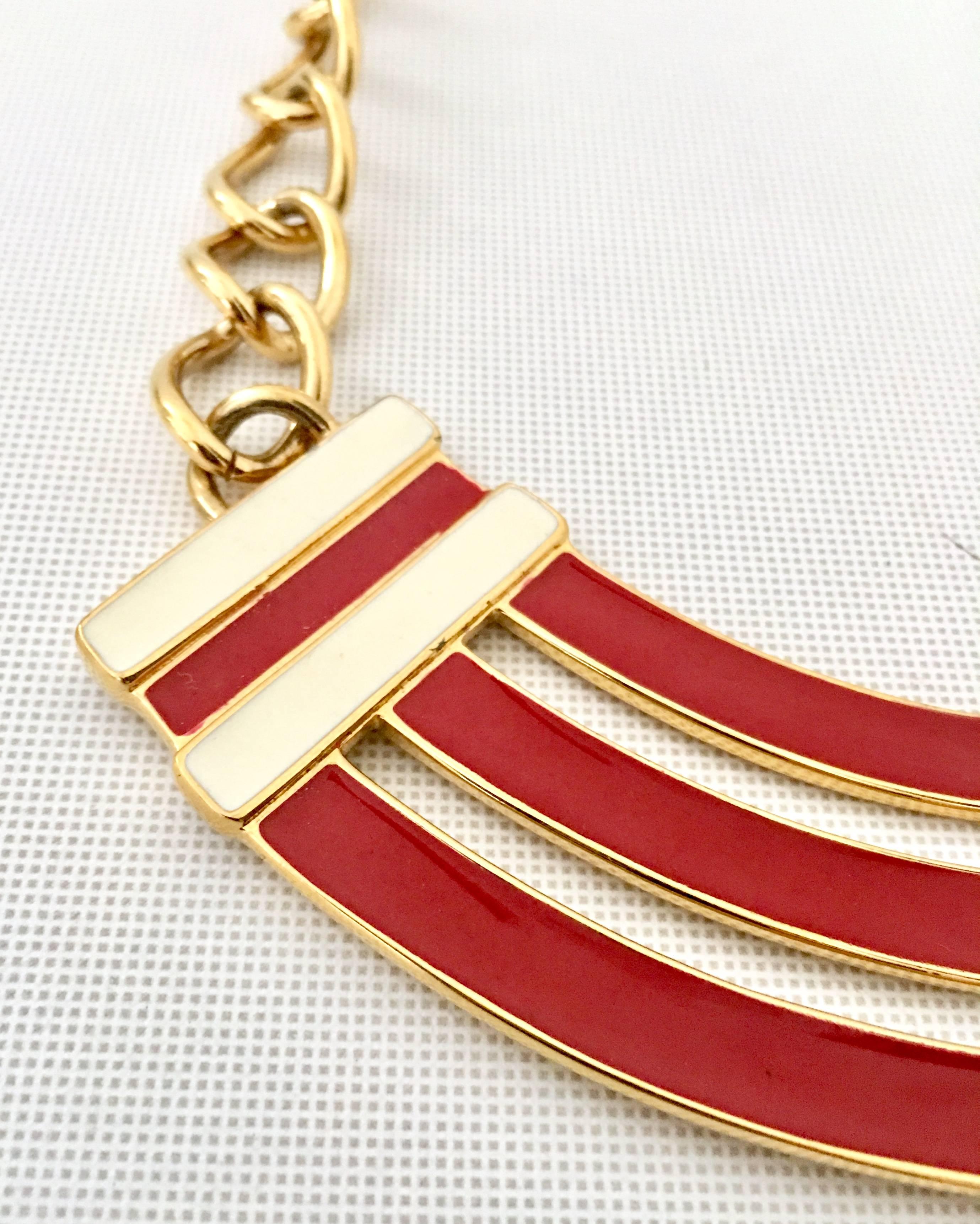 Art Deco Monet Vintage Gold and Enamel Chain Link Necklace