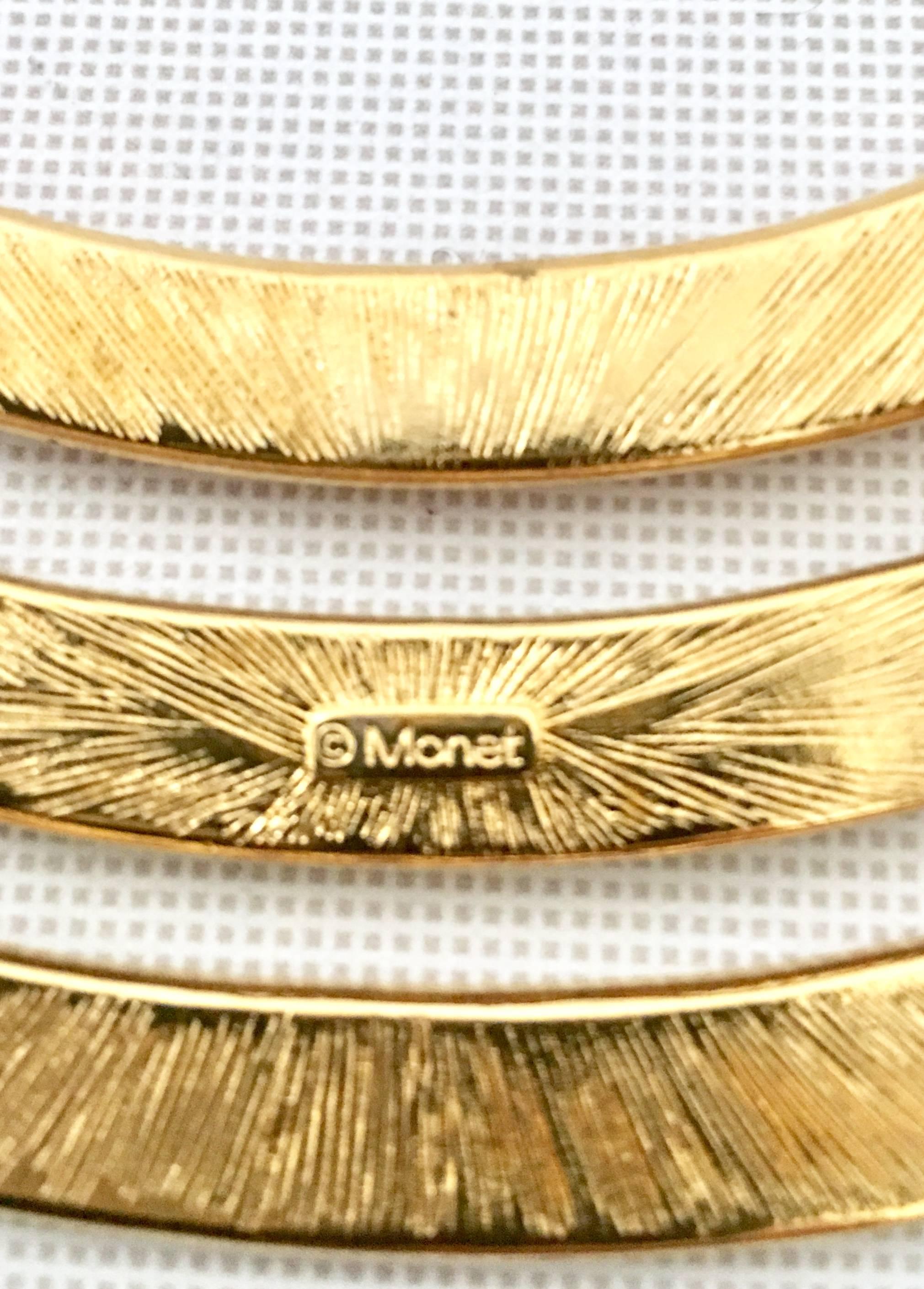 Women's or Men's Monet Vintage Gold and Enamel Chain Link Necklace