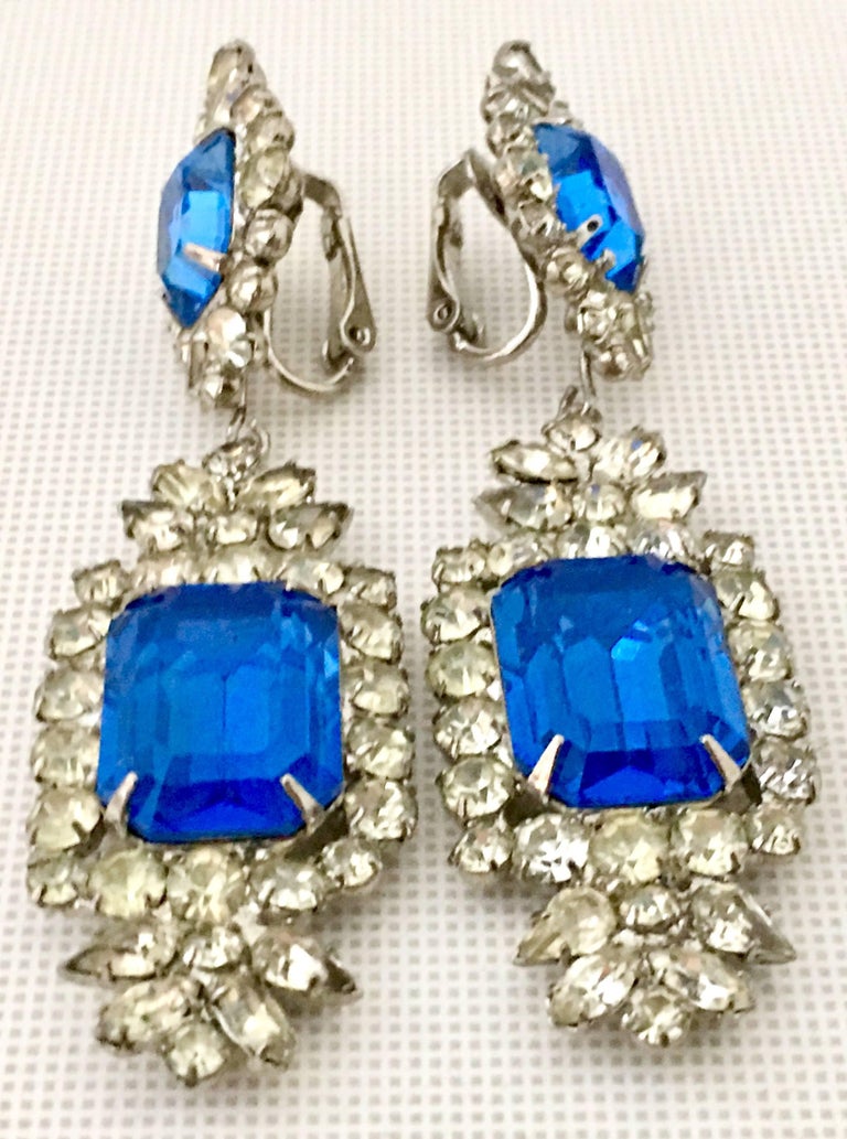 Vintage Austrian Crystal And Faceted Cut Art Glass Chandelier Vintage Austrian Crystal Faceted Cut Art Glass Chandelier Earrings In Excellent Condition For