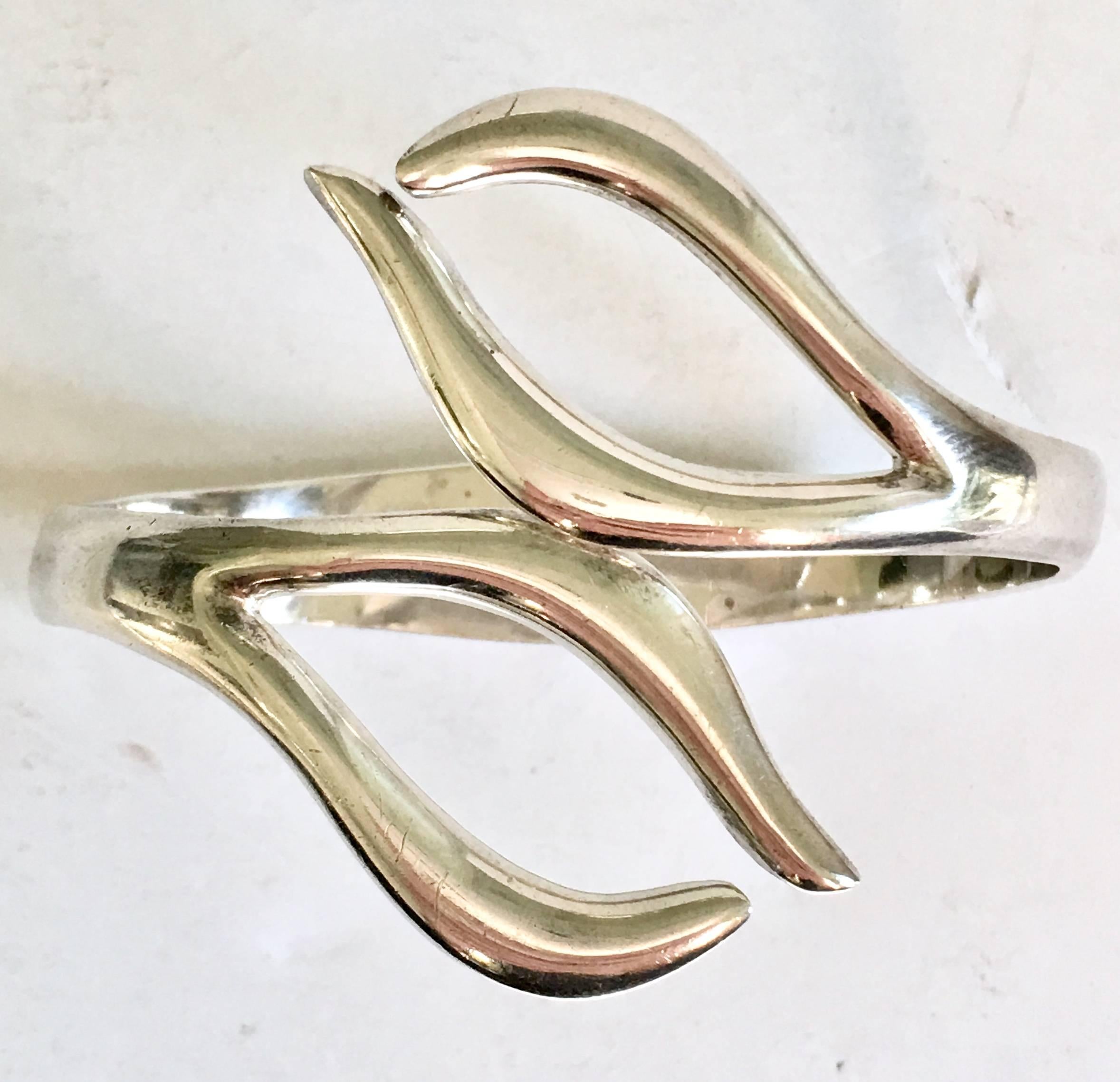 Vintage Taxco 950 Sterling Silver Modernist Clamper Bracelet In Excellent Condition In West Palm Beach, FL
