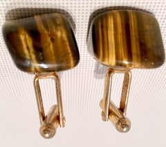 Vintage Gold Vermeil Organic Form Large Tigers Eye Cufflinks