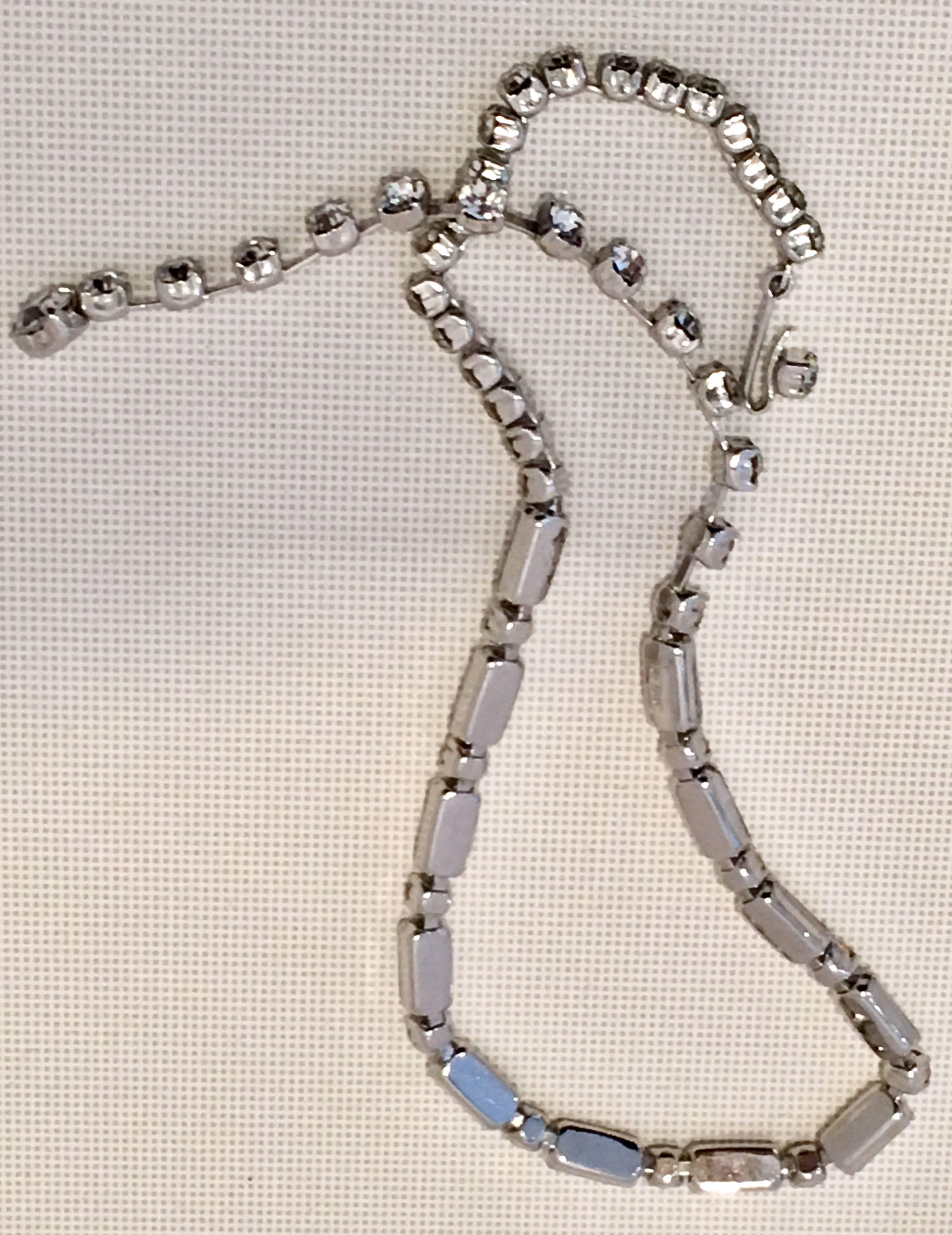 Vintage Silver & Swarovski Crystal Clear Rhinestone Choker Necklace By, Weiss 2