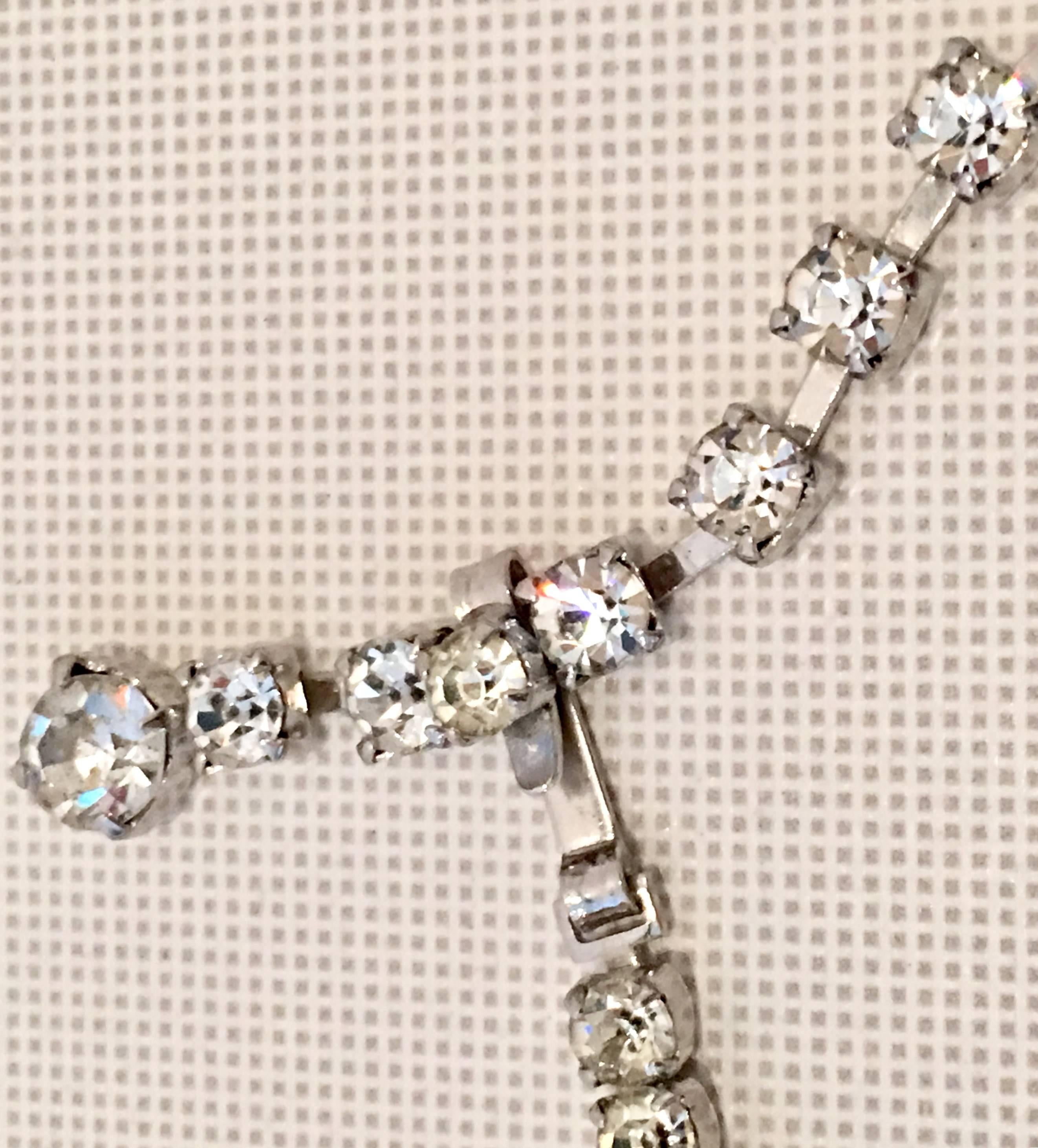 Women's or Men's Vintage Silver & Swarovski Crystal Clear Rhinestone Choker Necklace By, Weiss