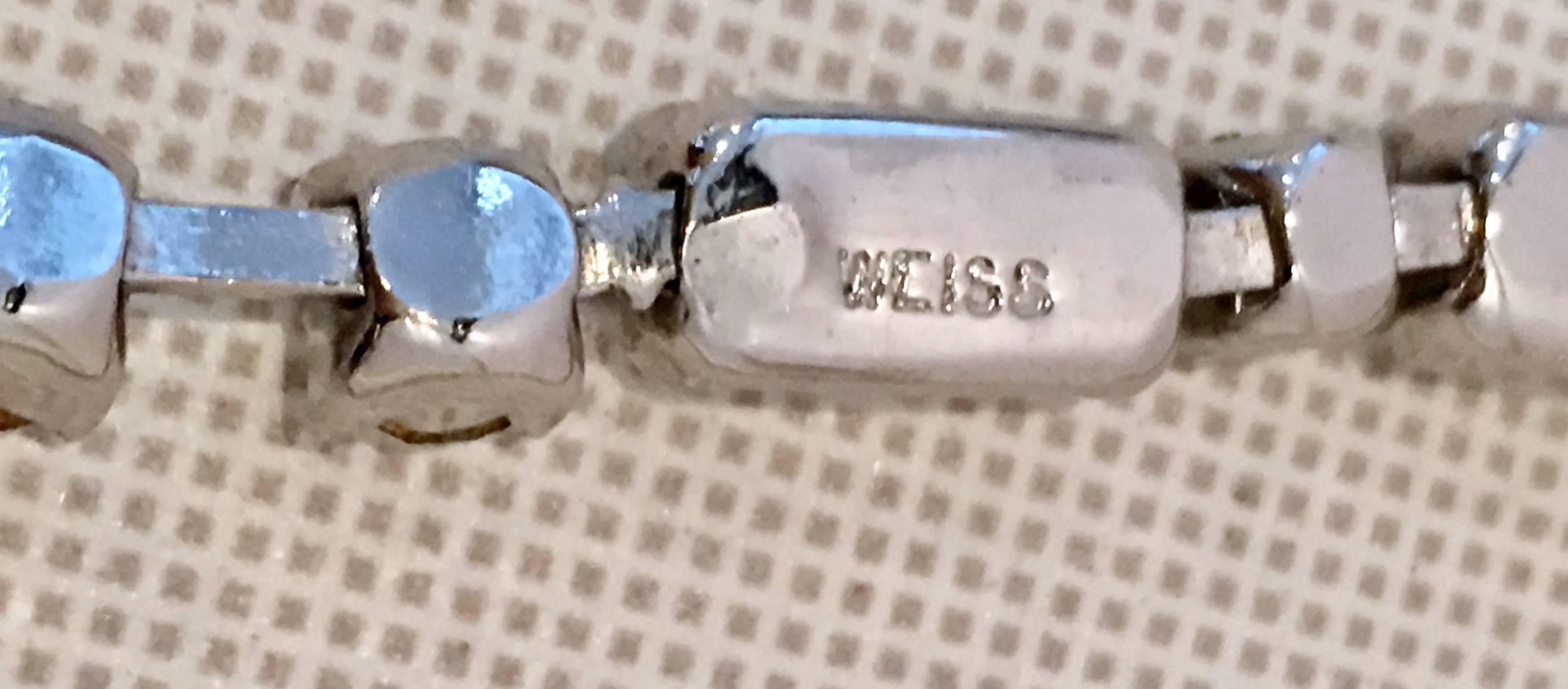 Vintage Silver & Swarovski Crystal Clear Rhinestone Choker Necklace By, Weiss 4