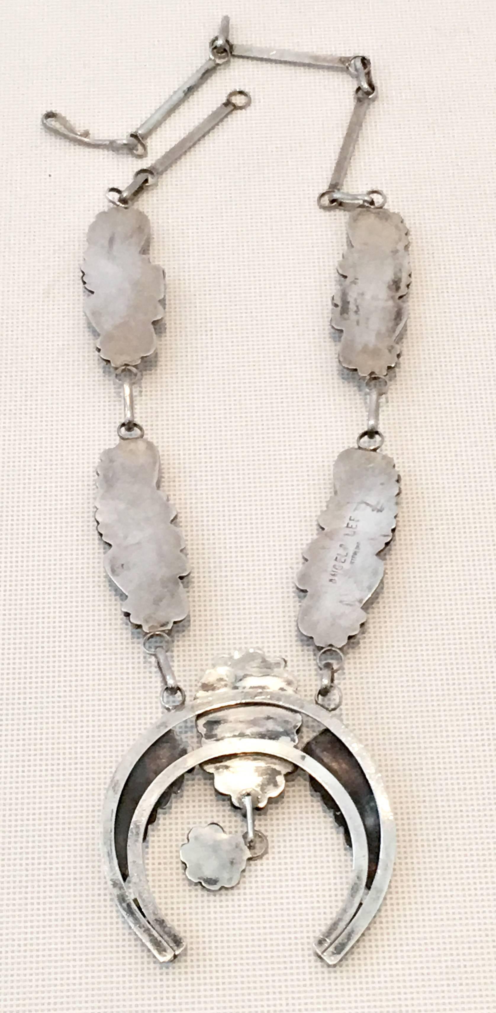 20th Century Sterling & Mother Of Pearl Squash Blossom Necklace By, A. Lee 3