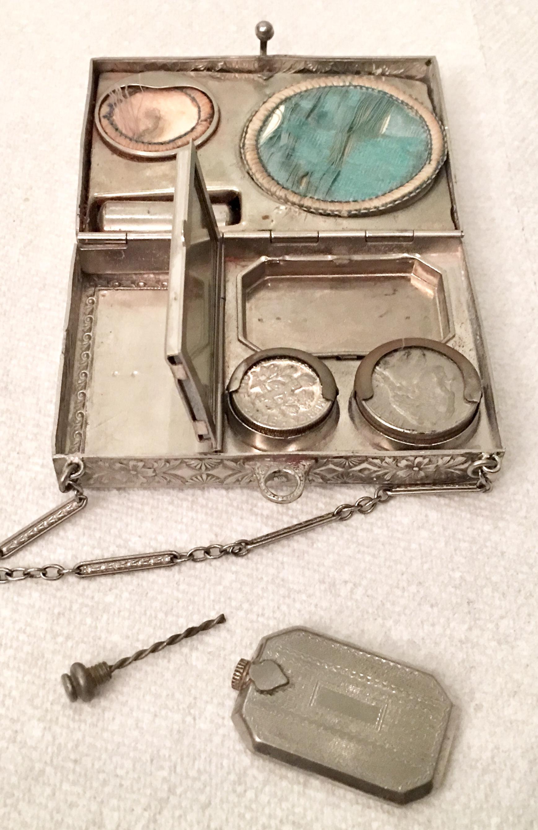 Art Nouveau Silver Compact & Accessories 