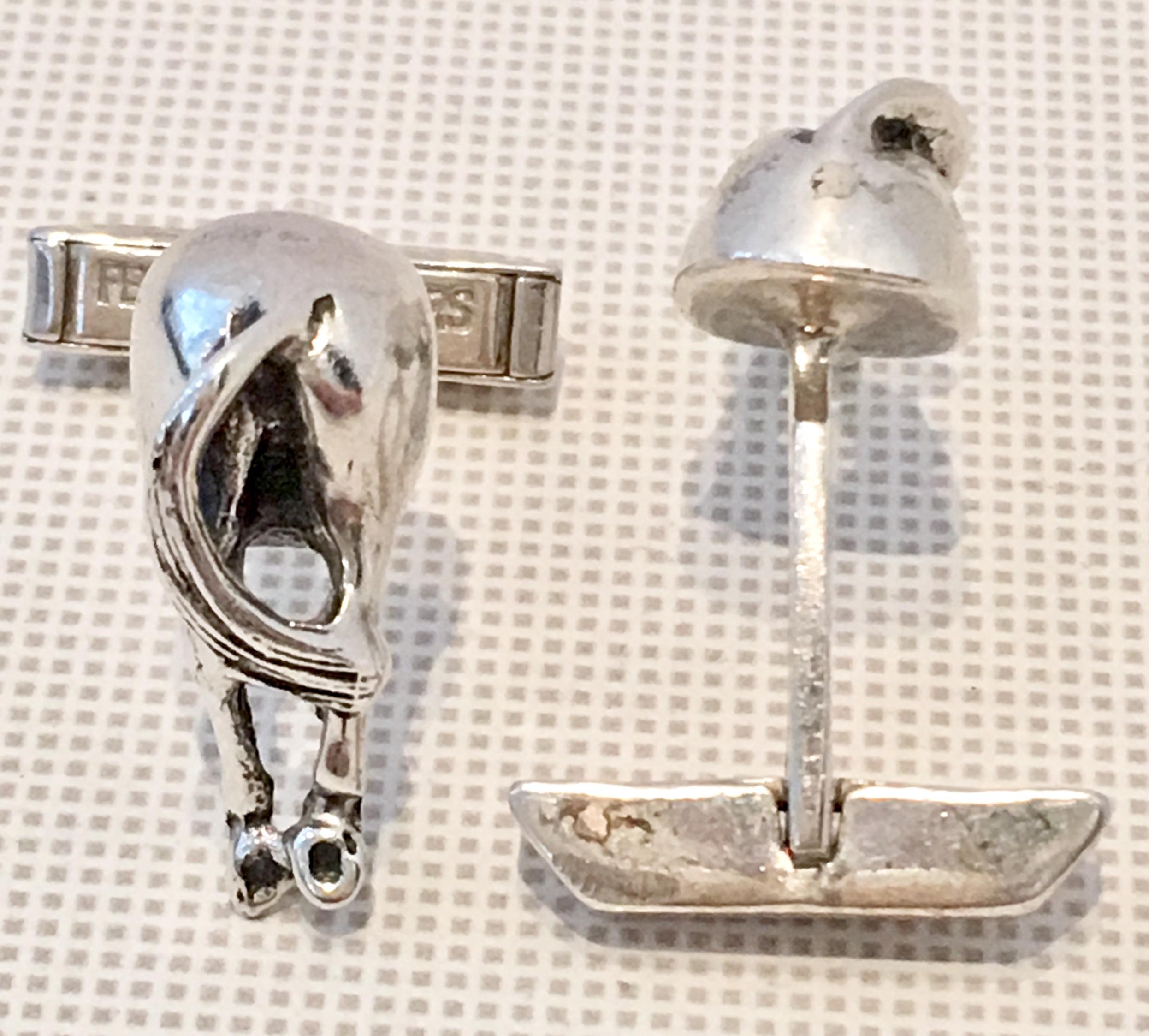 Mid-Century Sterling Silver Horse Cufflinks By Fenwick & Sailors In Good Condition For Sale In West Palm Beach, FL