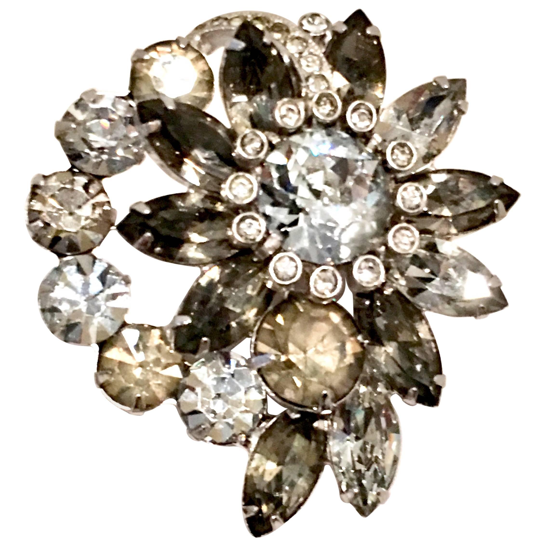 70'S Silver & Swarovski Crystal "Pave Icing" Brooch By, Eisenberg Ice For Sale