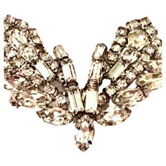 Retro 1950'S Silver & Austrian Crystal "Victory" Brooch