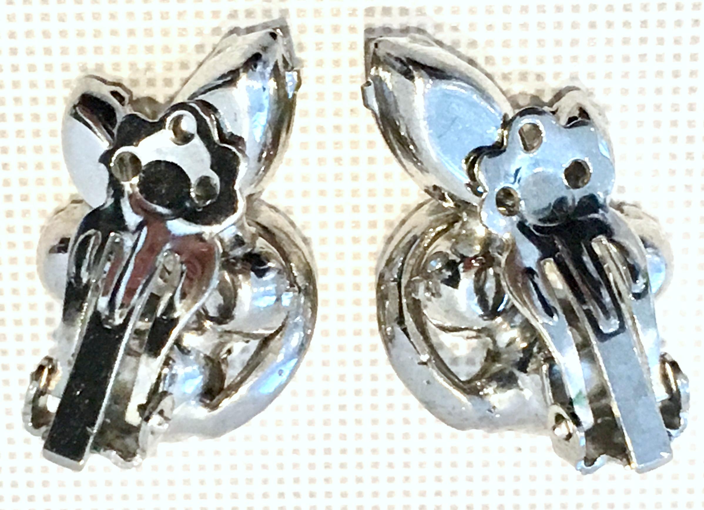 20th Century Silver & Swarovski Crystal Earrings By, Eisenberg For Sale 4
