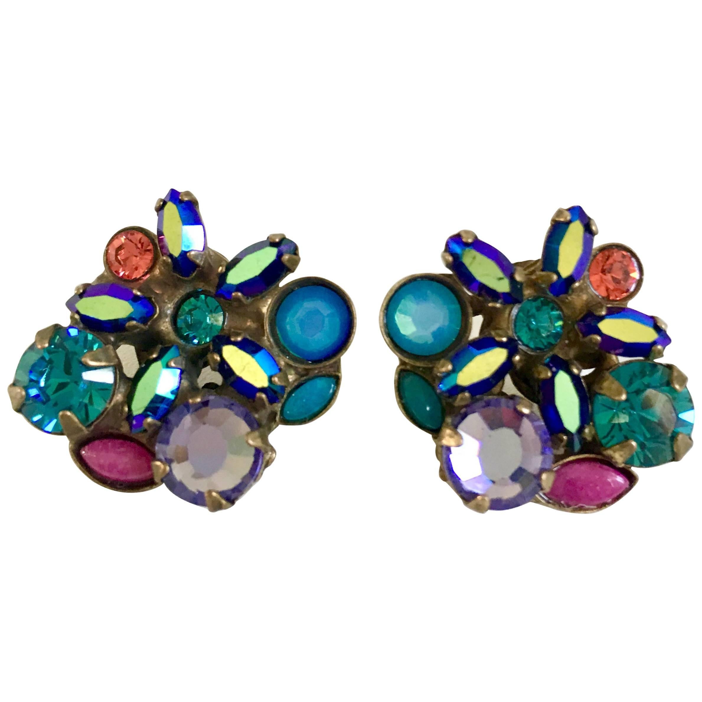 21st Century Swarovski Crystal Rhinestone Flower Stud Earrings By, Sorrelli