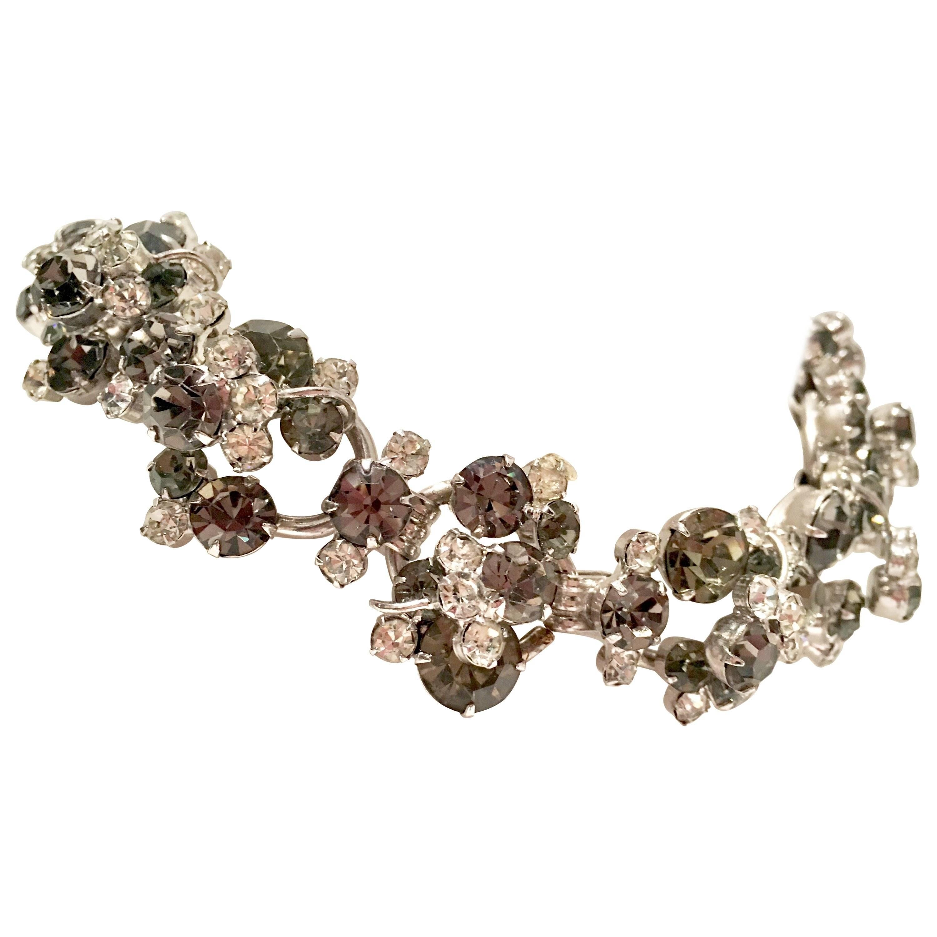 20th Century Italian 925 Silver & Swarovski Crystal Chain Link Choker Necklace In Good Condition For Sale In West Palm Beach, FL