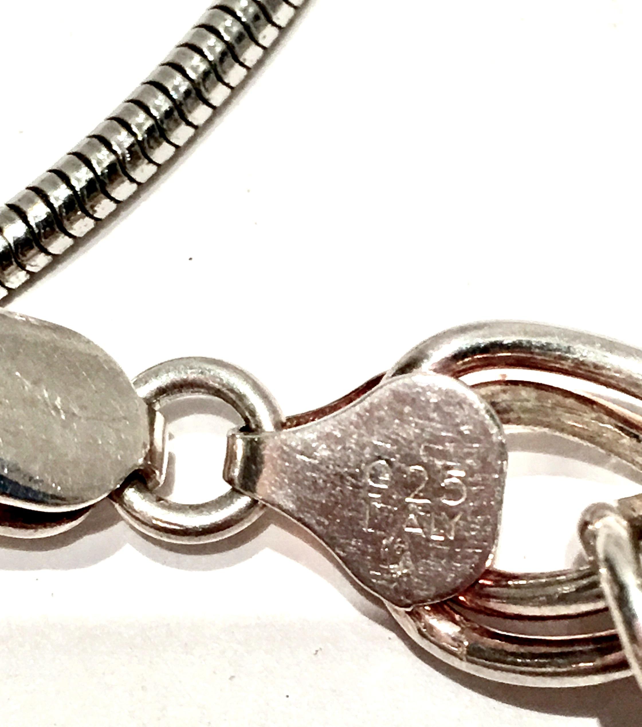 20th Century Italian 925 Silver & Swarovski Crystal Chain Link Choker Necklace For Sale 7