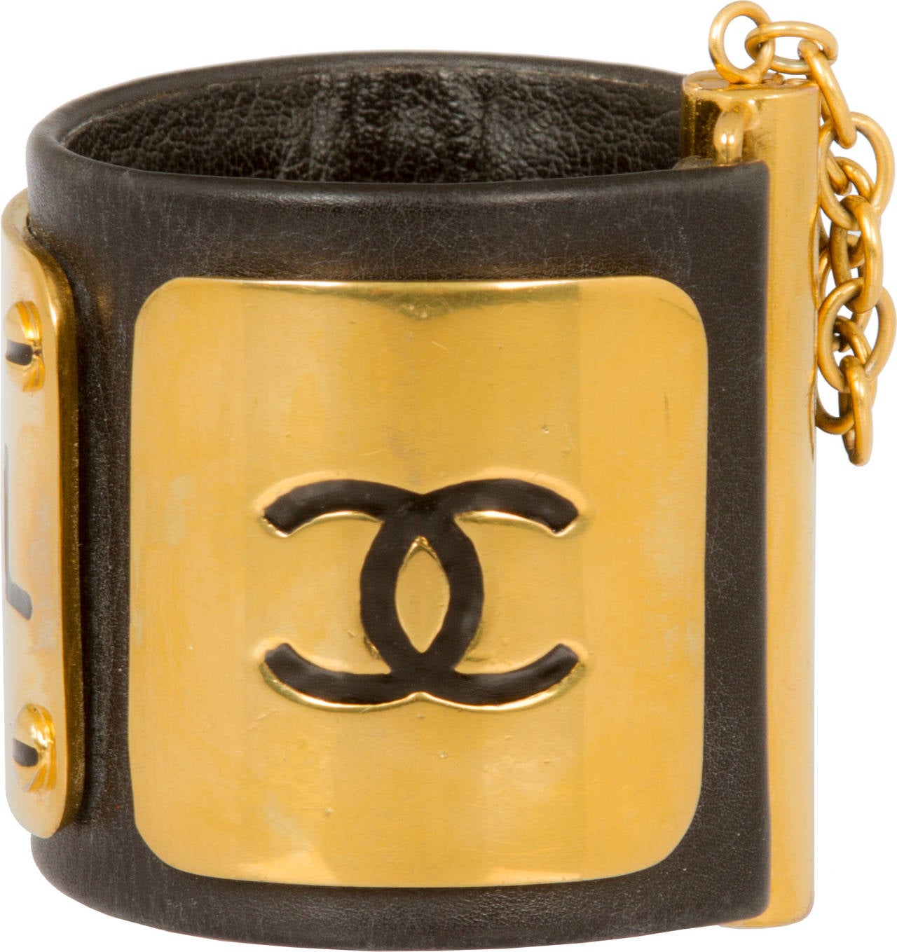 CHANEL Leather Logo Bracelet In Excellent Condition In Chicago, IL