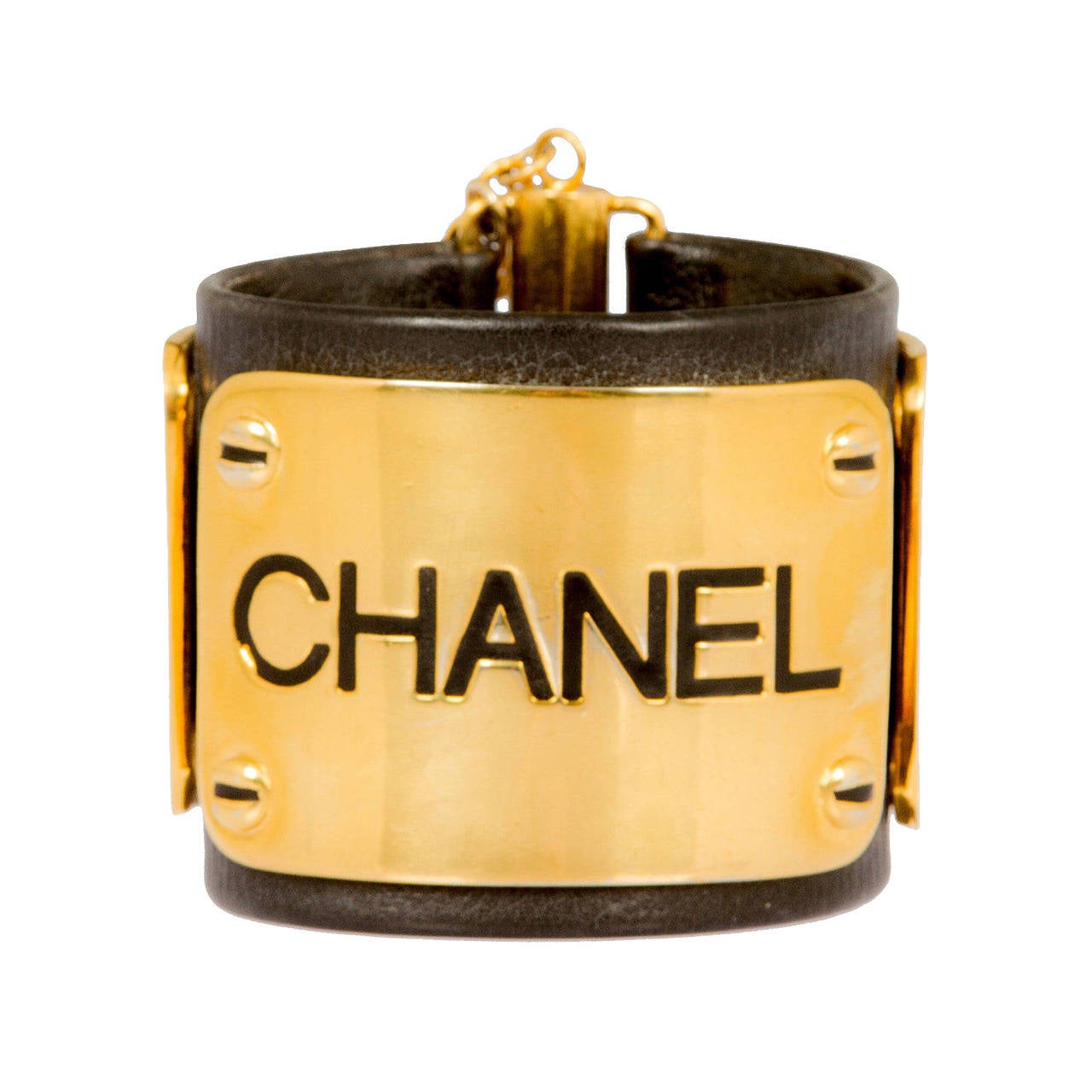 CHANEL Leather Logo Bracelet