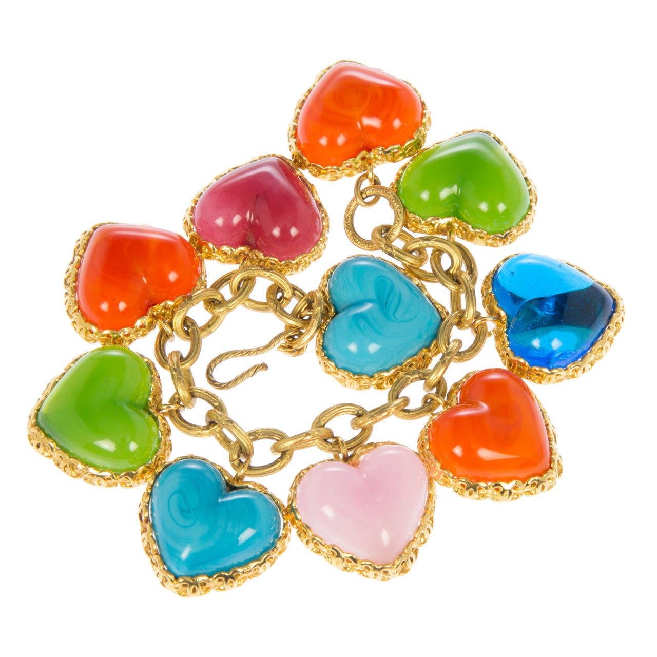 CHANEL Poured Glass Heart Bracelet