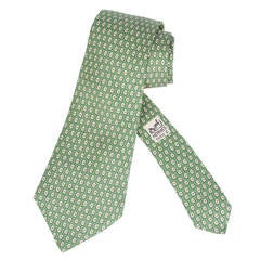 Vintage HERMES Silk Tie with Repeat Daisy Pattern