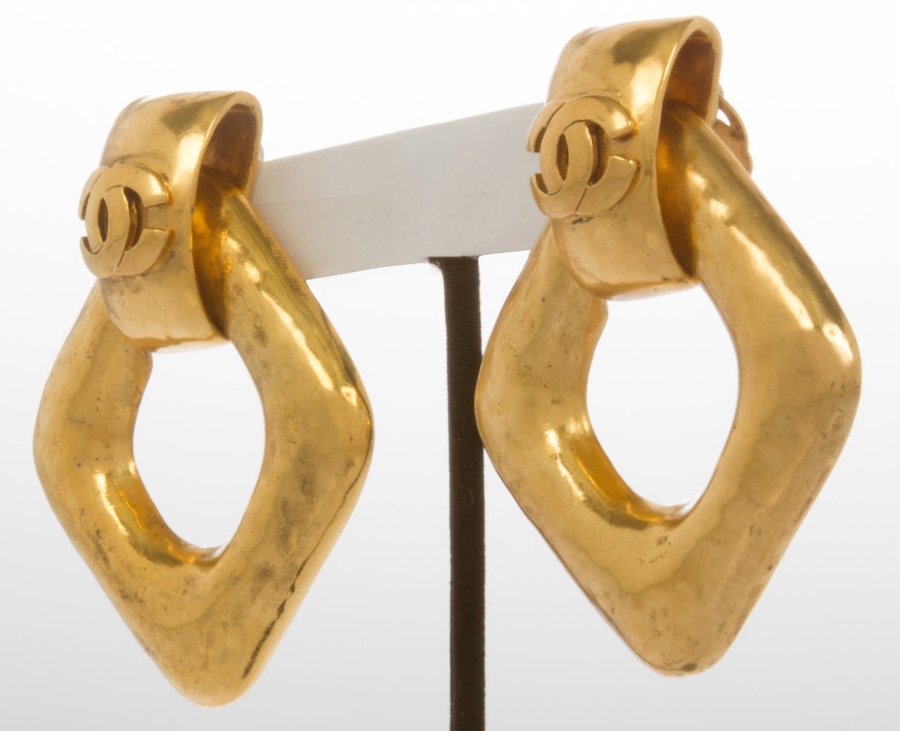 CHANEL Golden Hoop Style Earrings In Excellent Condition In Chicago, IL
