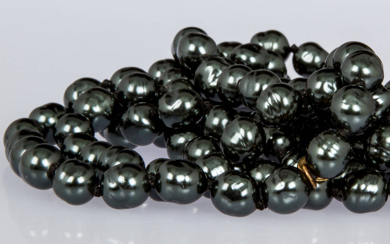 CHANEL Long Black Pearl Necklace 1