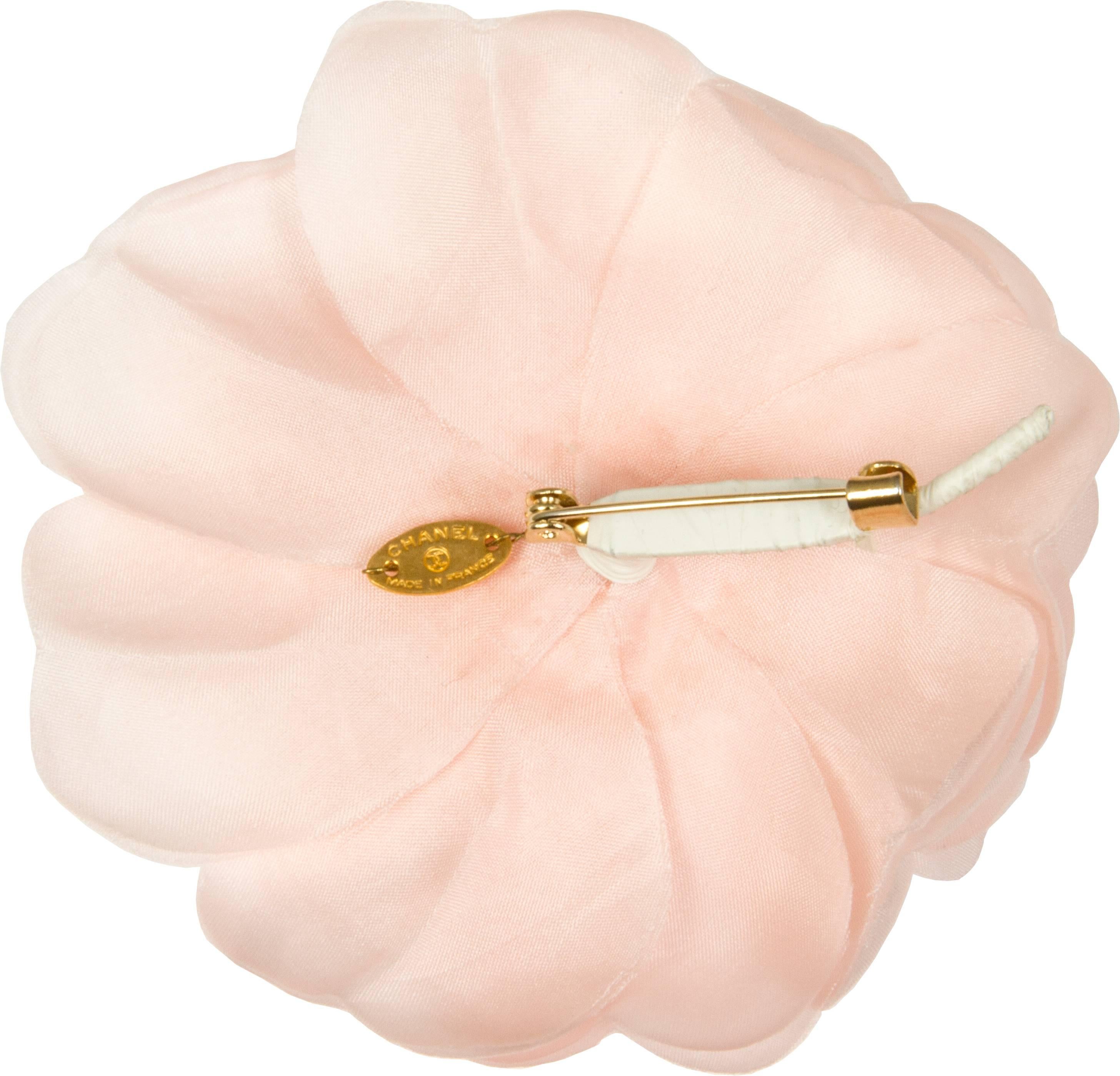 CHANEL Pink Camellia Brooch In Excellent Condition In Chicago, IL