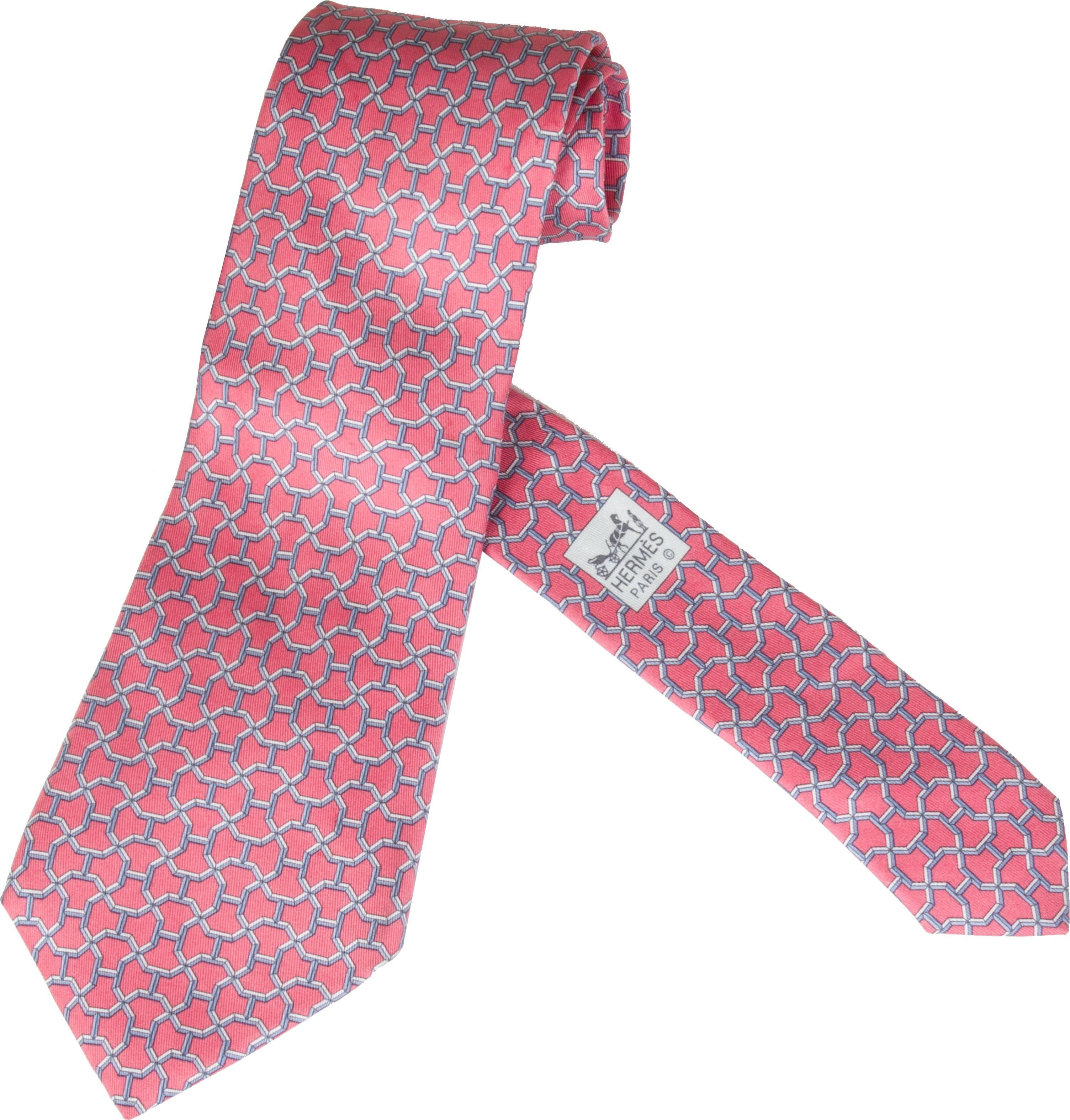 Hermes Vintage Silk Necktie Interlocking Elements