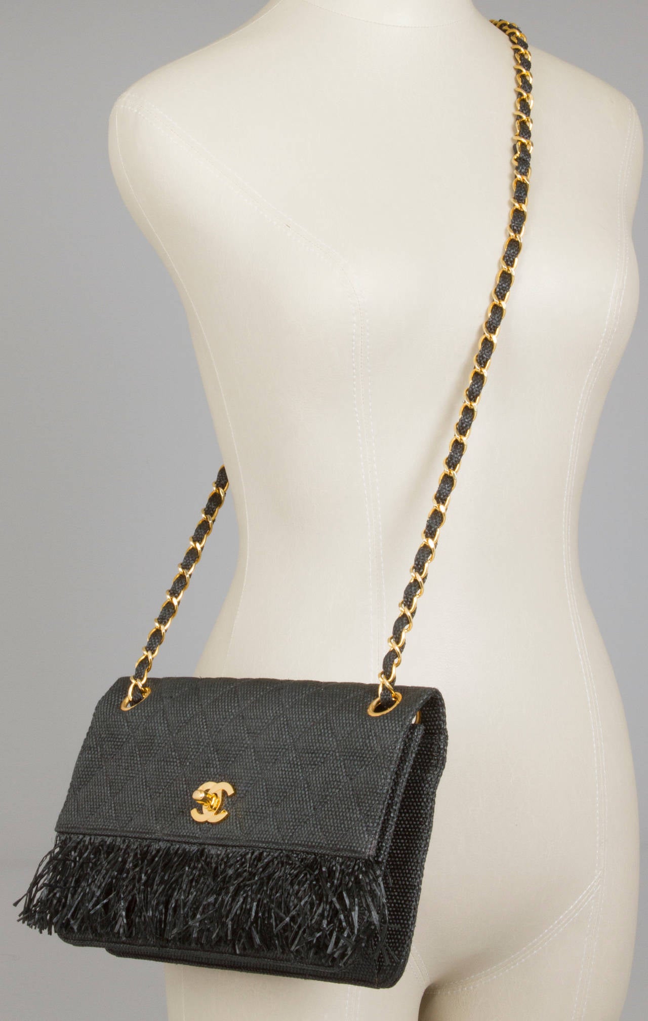 chanel straw flap bag