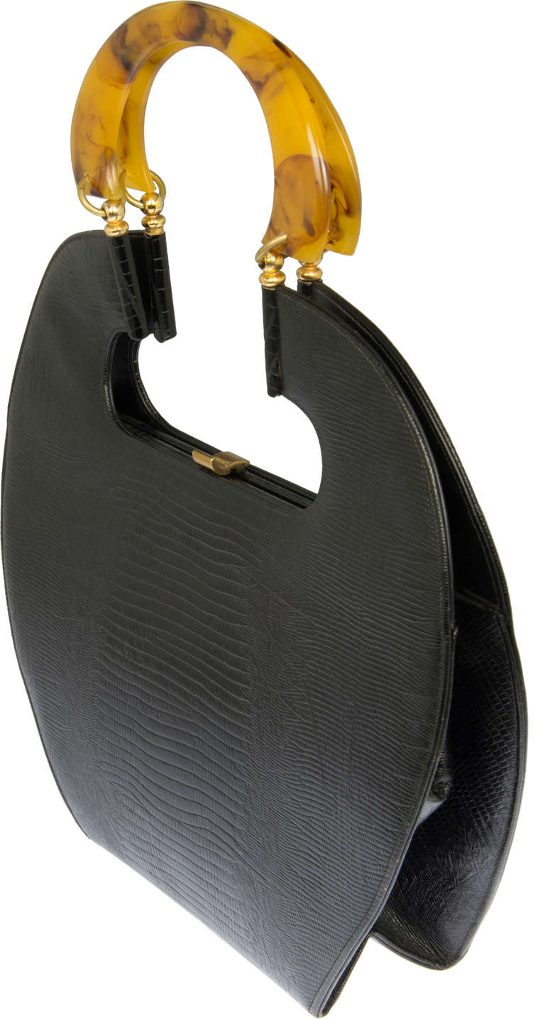 Women's Large and Sculptural Handbag with Bakelite Handle