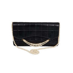 CHANEL Quilted Lambskin Handbag with Pearl Strap