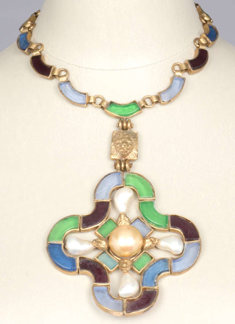 Early and Rare CHANEL Byzantine Influenced Gripoix Necklace In Excellent Condition In Chicago, IL