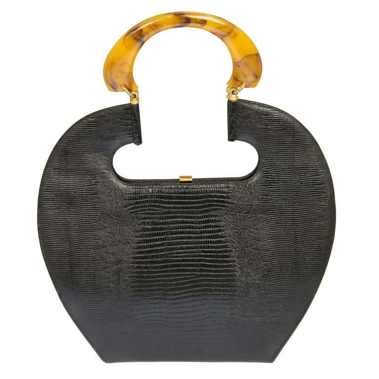 Large and Sculptural Handbag with Bakelite Handle